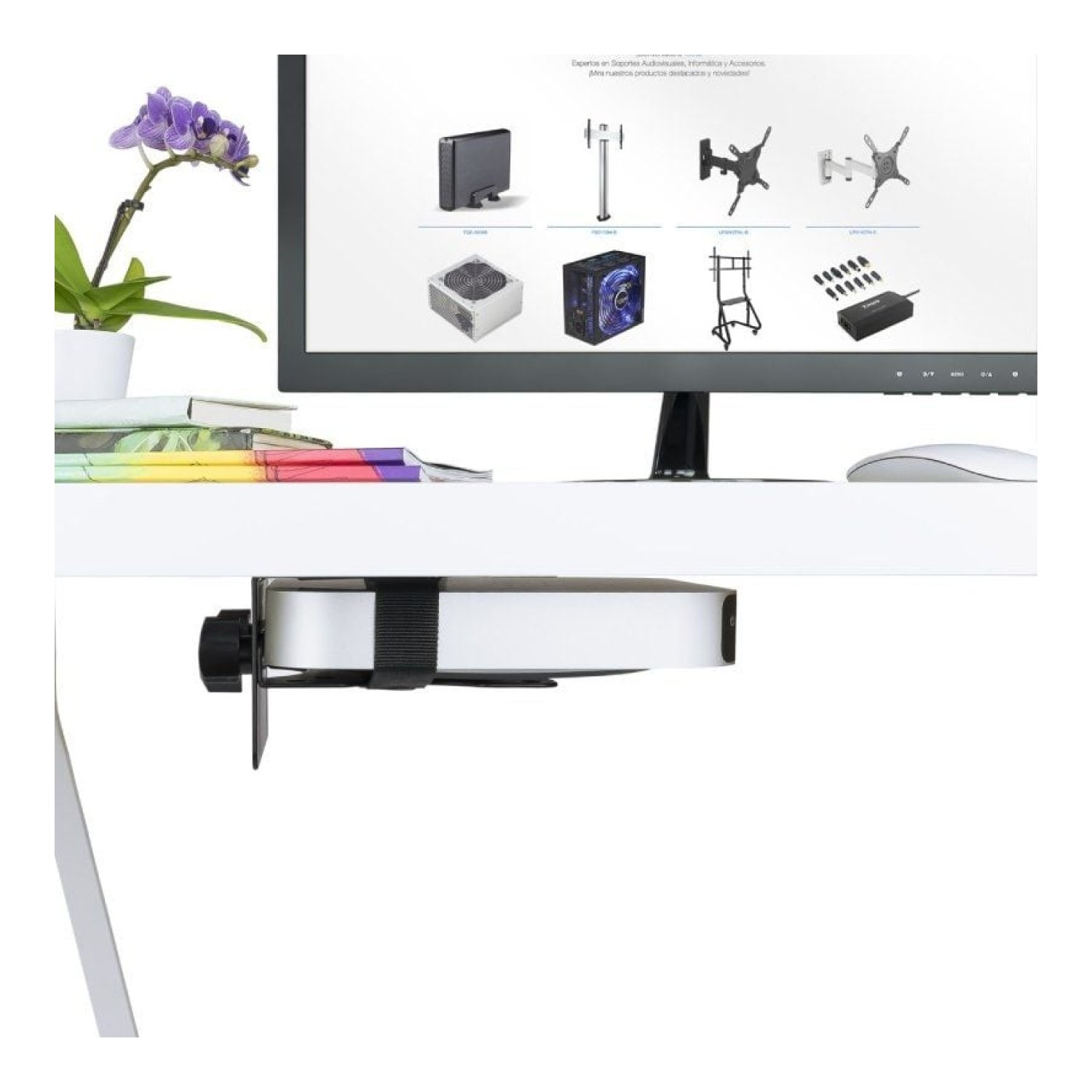 TooQ Soporte MiniPC VESA 100x100 · Hasta 5kg · Negro