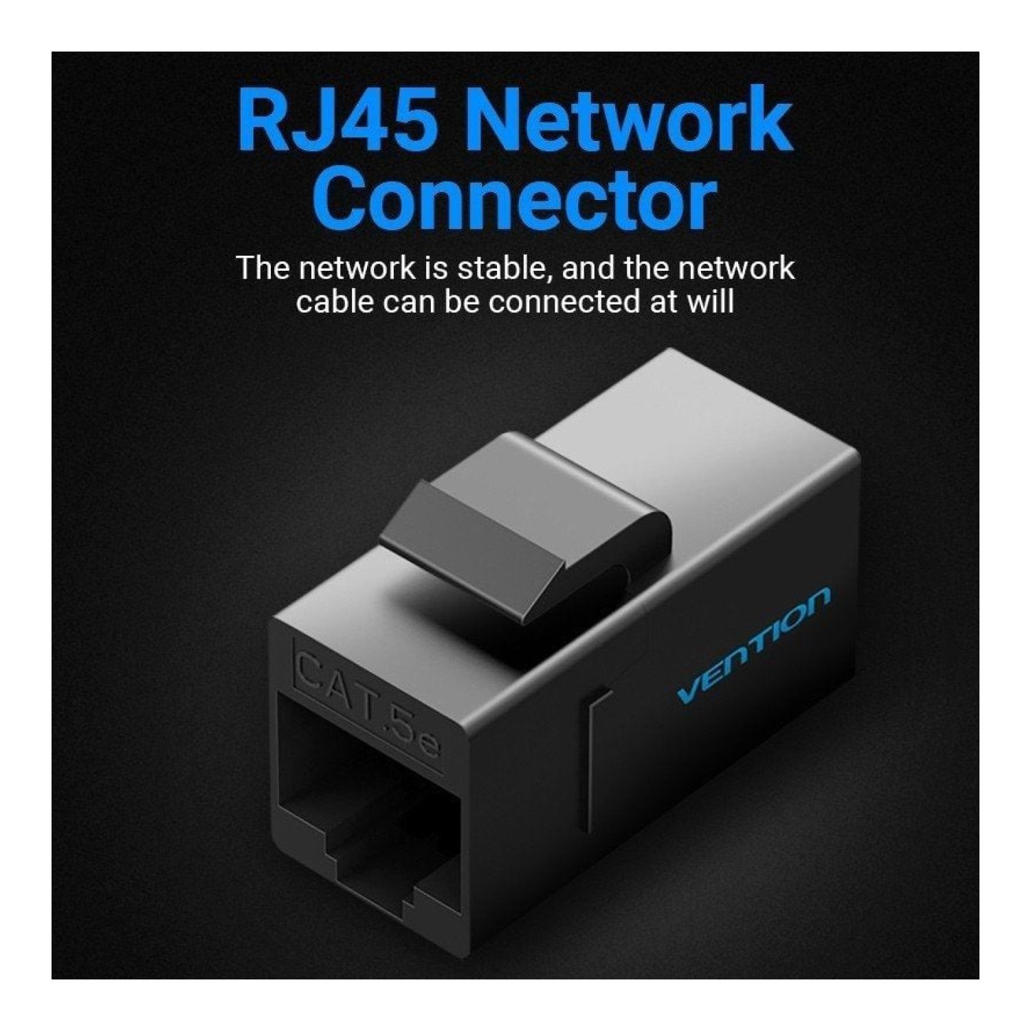 Vention · Adaptador RJ45 Cat5e UTP · Hembra-Hembra · Negro