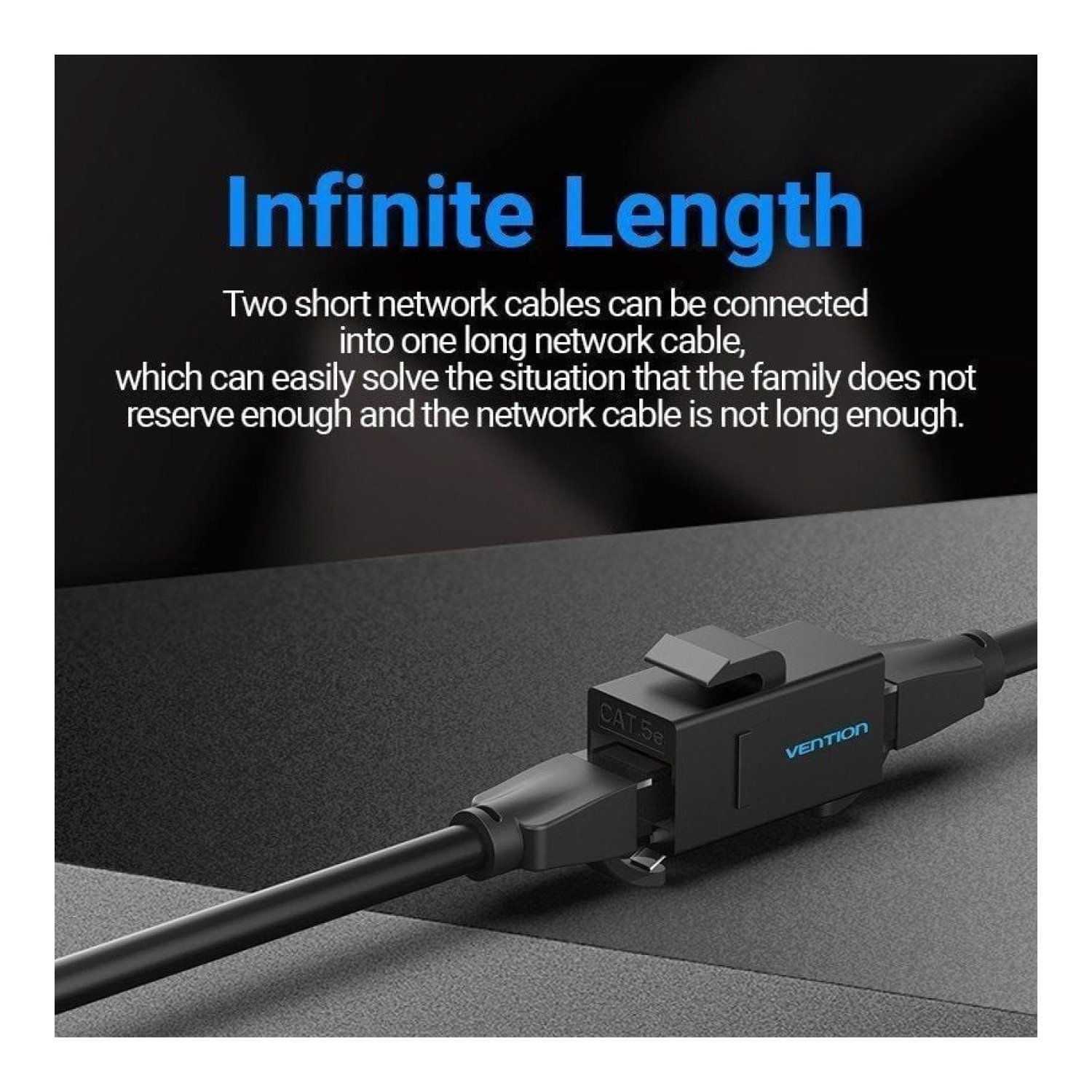Vention · Adaptador RJ45 Cat5e UTP · Hembra-Hembra · Negro