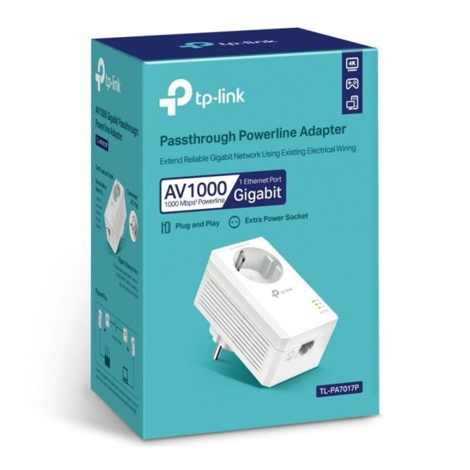 TP-Link TL-PA7017P · Adaptador Powerline · 1000 Mbps · Alcance 300m