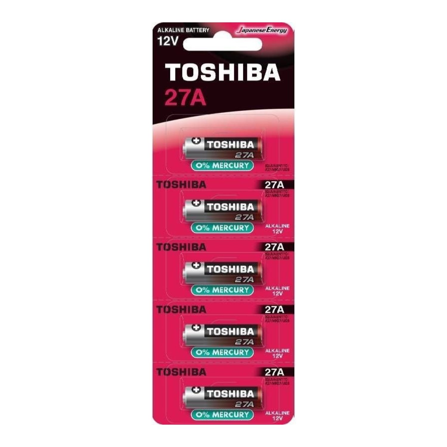 Toshiba · Pilas Alcalinas 27A · 12V · Pack de 5 Unidades