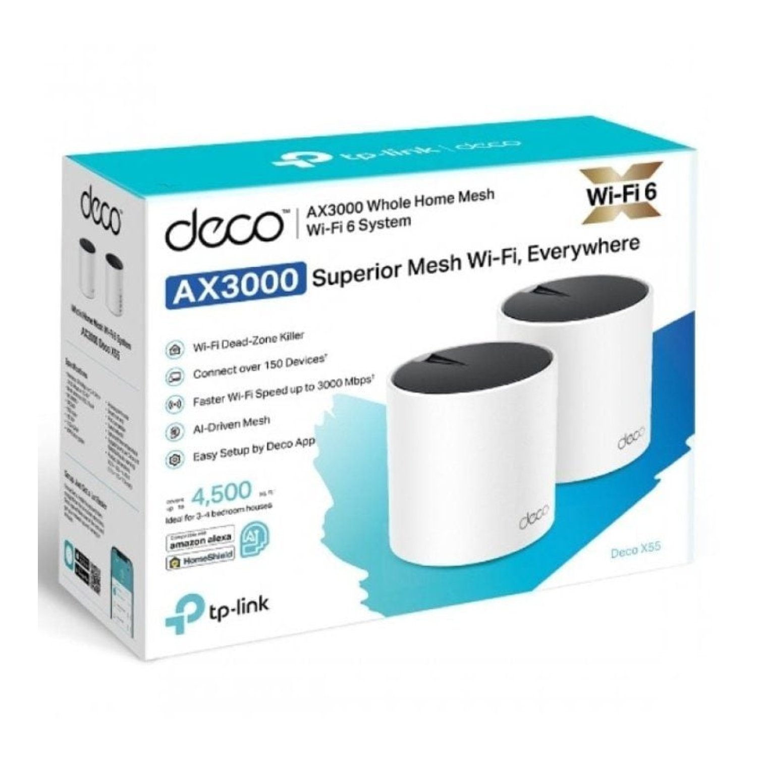 TP-Link Deco X55 · Sistema Mesh WiFi 6 · 3000Mbps · Pack de 2 unidades