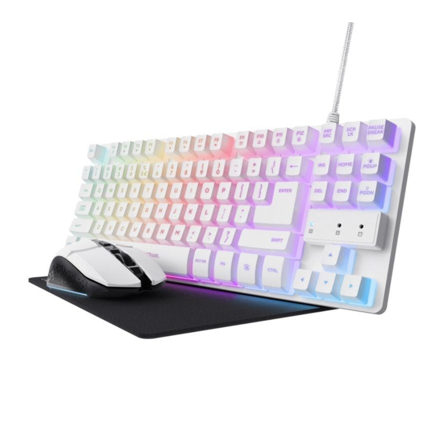 Trust Gaming GXT 794W · Pack Gaming · Teclado RGB + Ratón RGB + Alfombrilla
