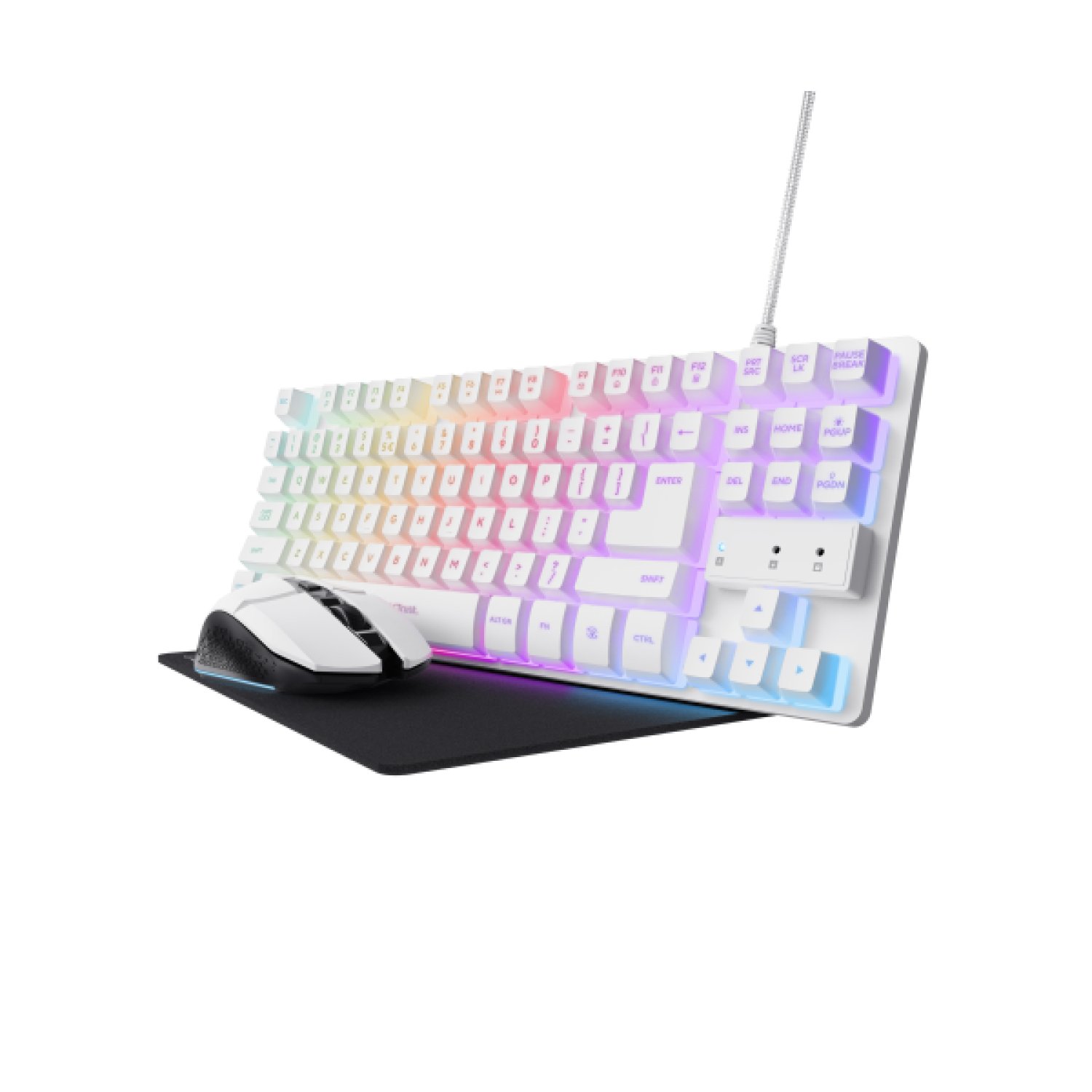 Trust Gaming GXT 794W · Pack Gaming · Teclado RGB + Ratón RGB + Alfombrilla