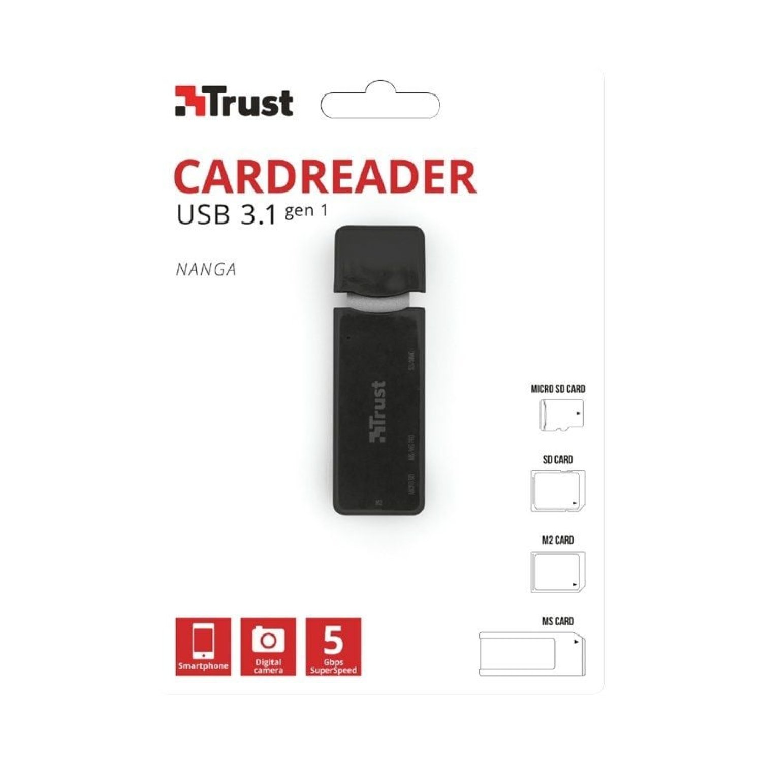 Trust Nanga · Lector de Tarjetas Externo · USB 3.1