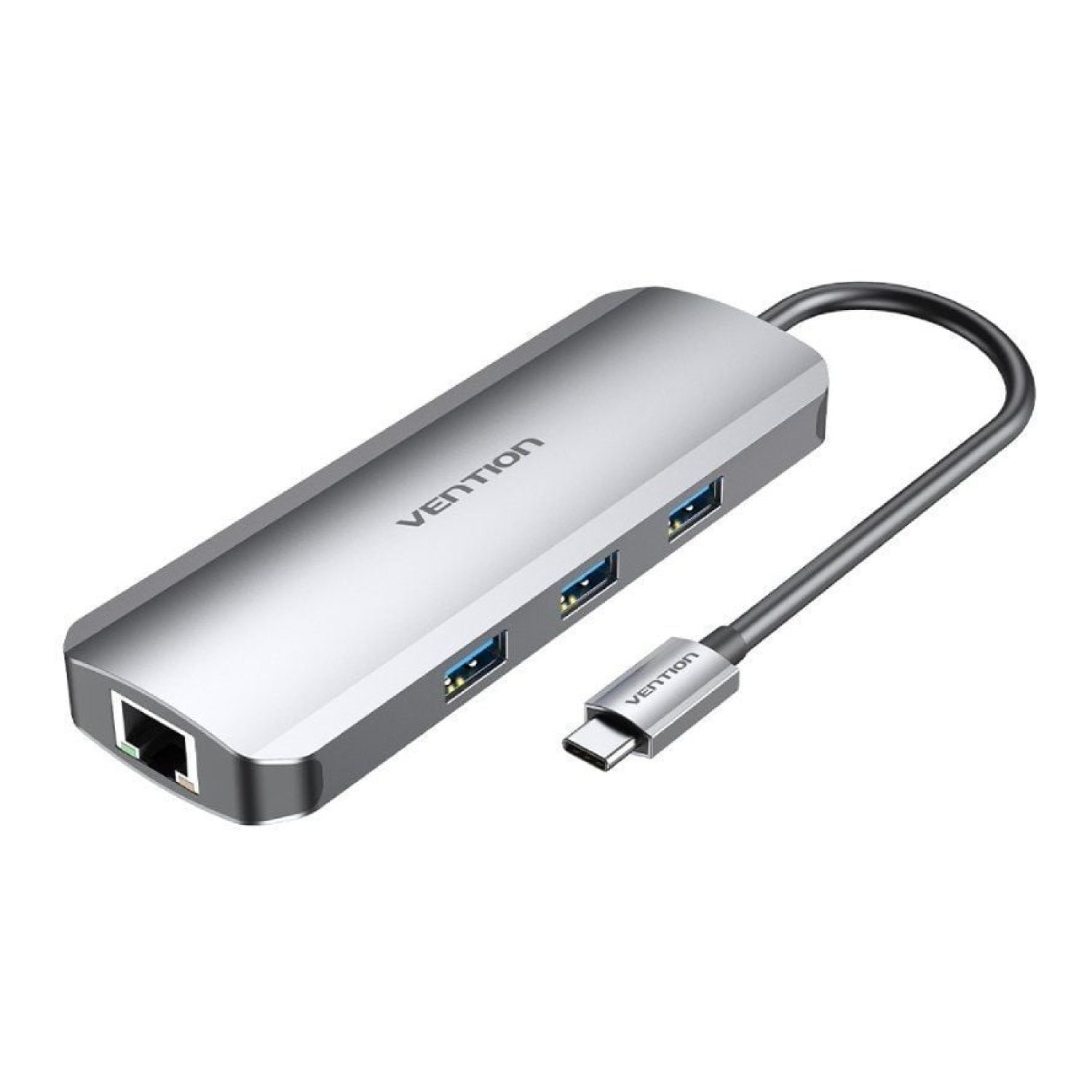 Vention Docking USB Tipo-C · HDMI 4K · 3xUSB · Ethernet · Lector SD · Jack 3.5