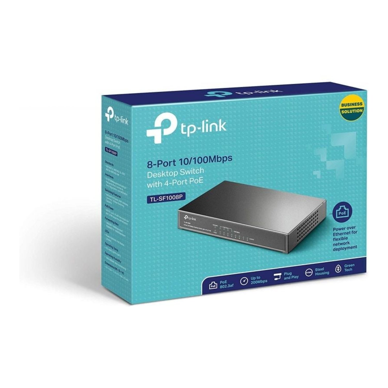 TP-Link SF1008P · Switch 8 Puertos · 10/100 Mbps · PoE