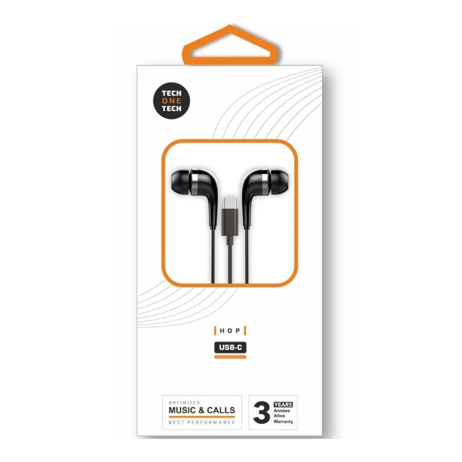 Tech One Tech earTECH · Auriculares Intrauditivos · Micrófono · USB Tipo-C · Negros