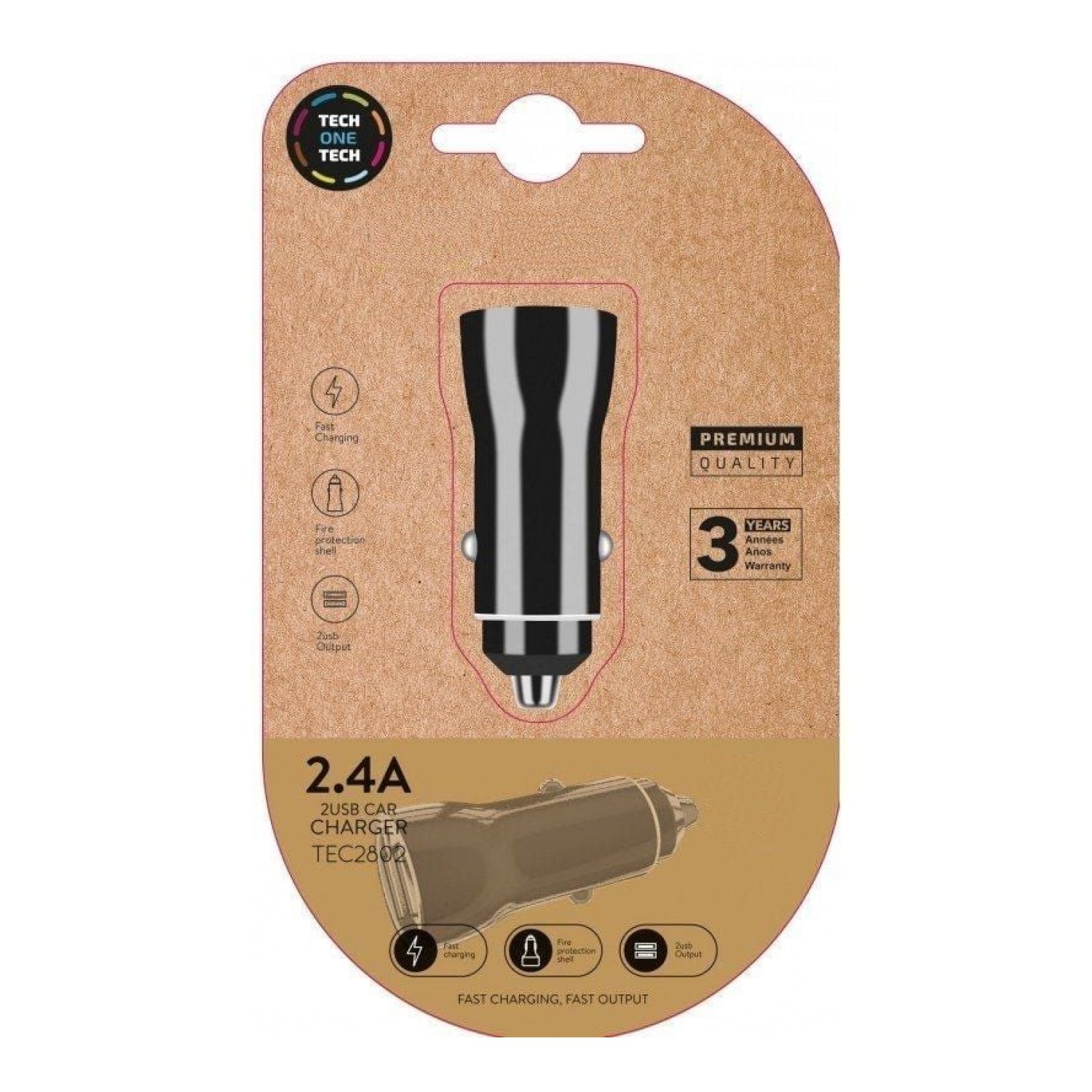 Tech One Tech · Cargador de Coche · 2x USB · 12W