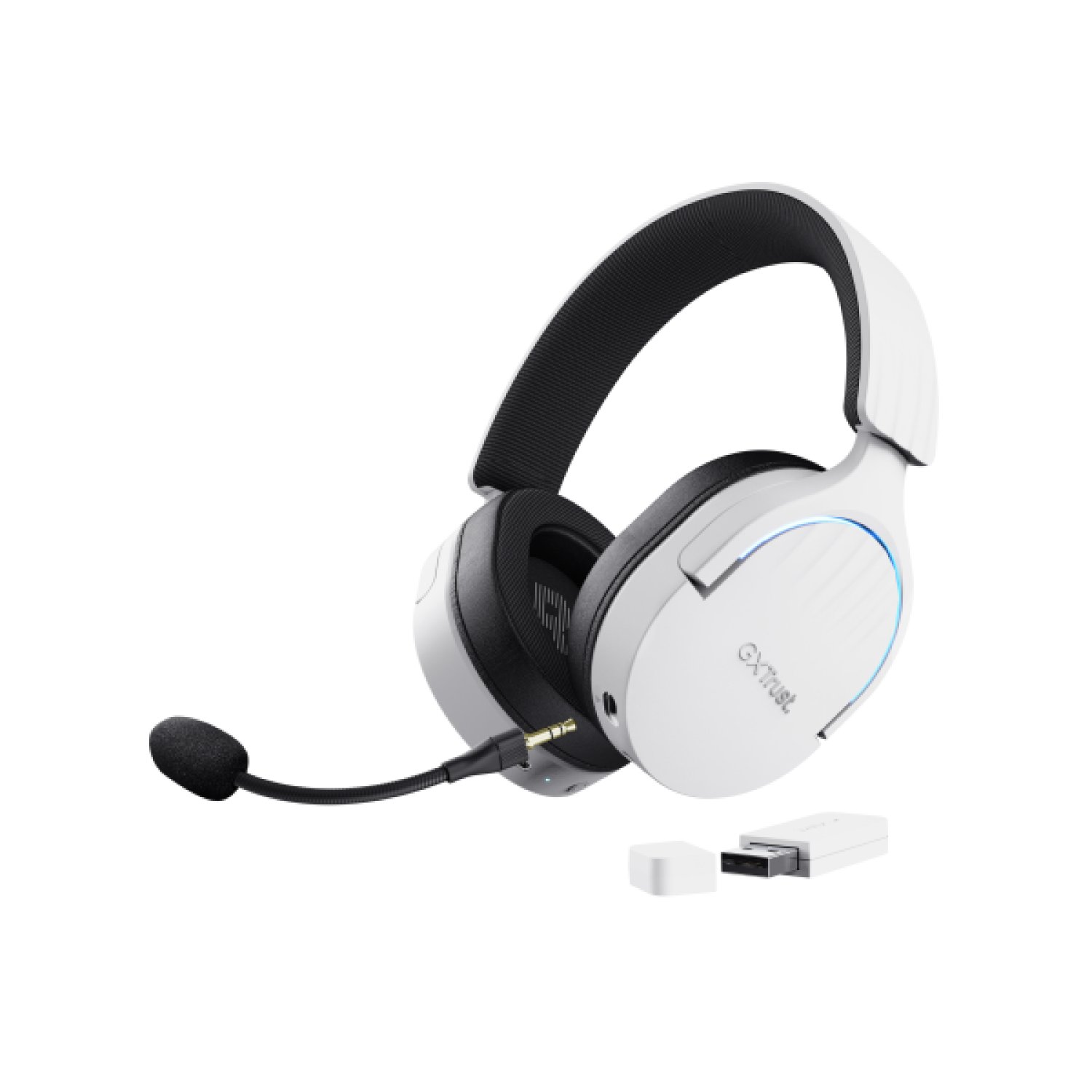 Trust Gaming GXT 491 Fayzo · Auriculares Gaming Inalámbricos · Bluetooth · Jack 3.5 · Micrófono · Blancos