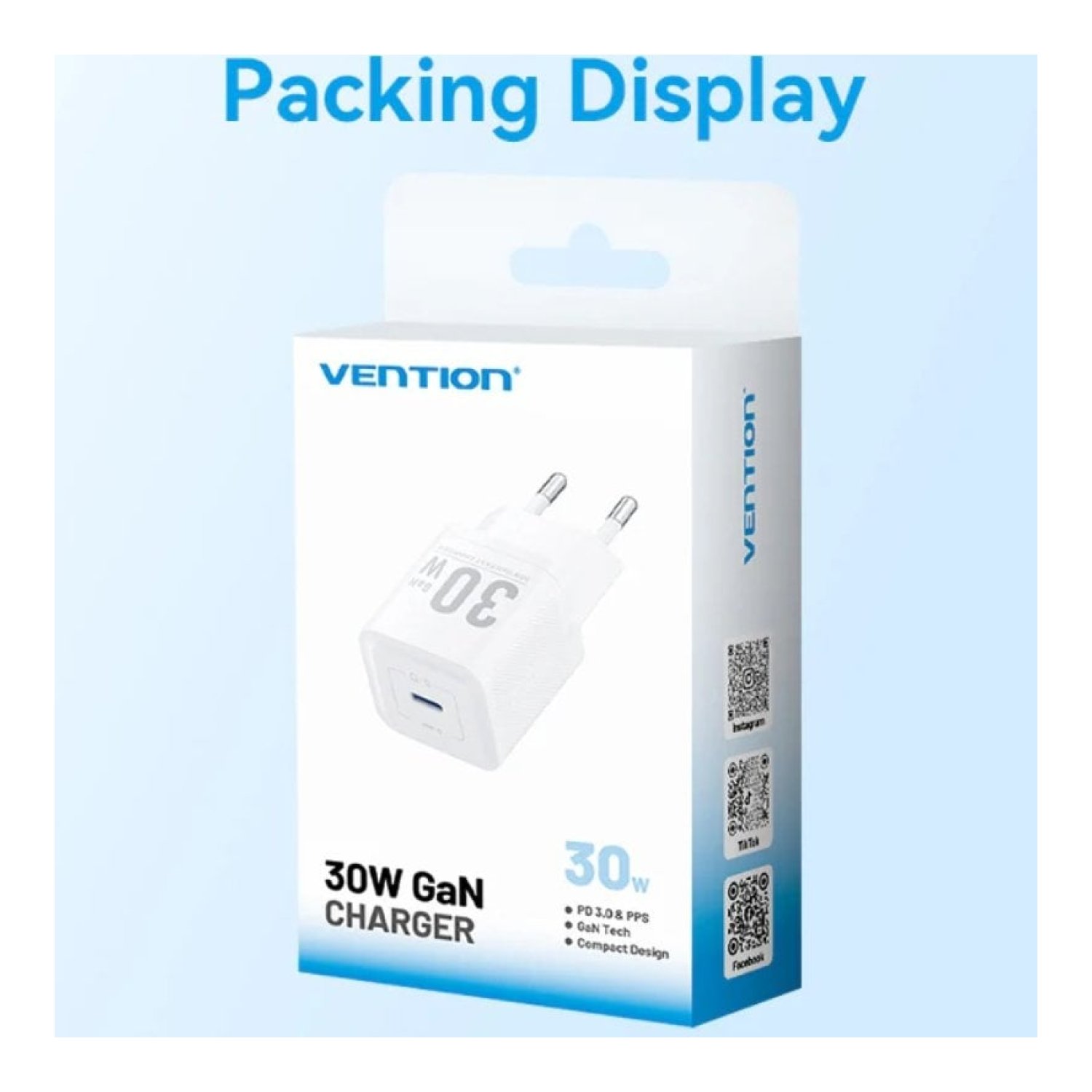 Vention Cargador GaN · 30W · 1x USB-C