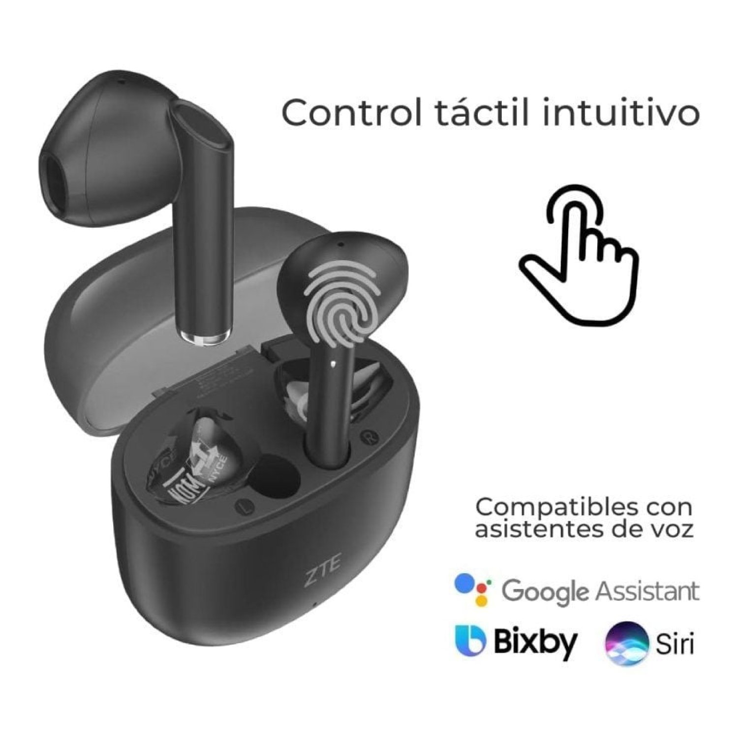 ZTE Buds 2 · Auriculares Bluetooth · 5h de autonomía · Estuche de carga · Negros