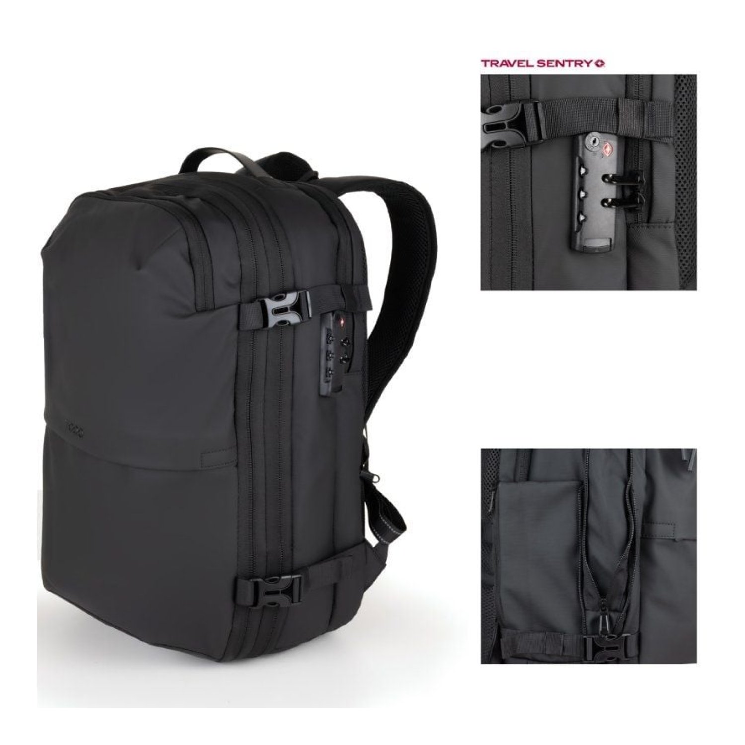 TooQ TQBP-V101 · Mochila 30-55L · Negra · Incluye Bomba de Aire