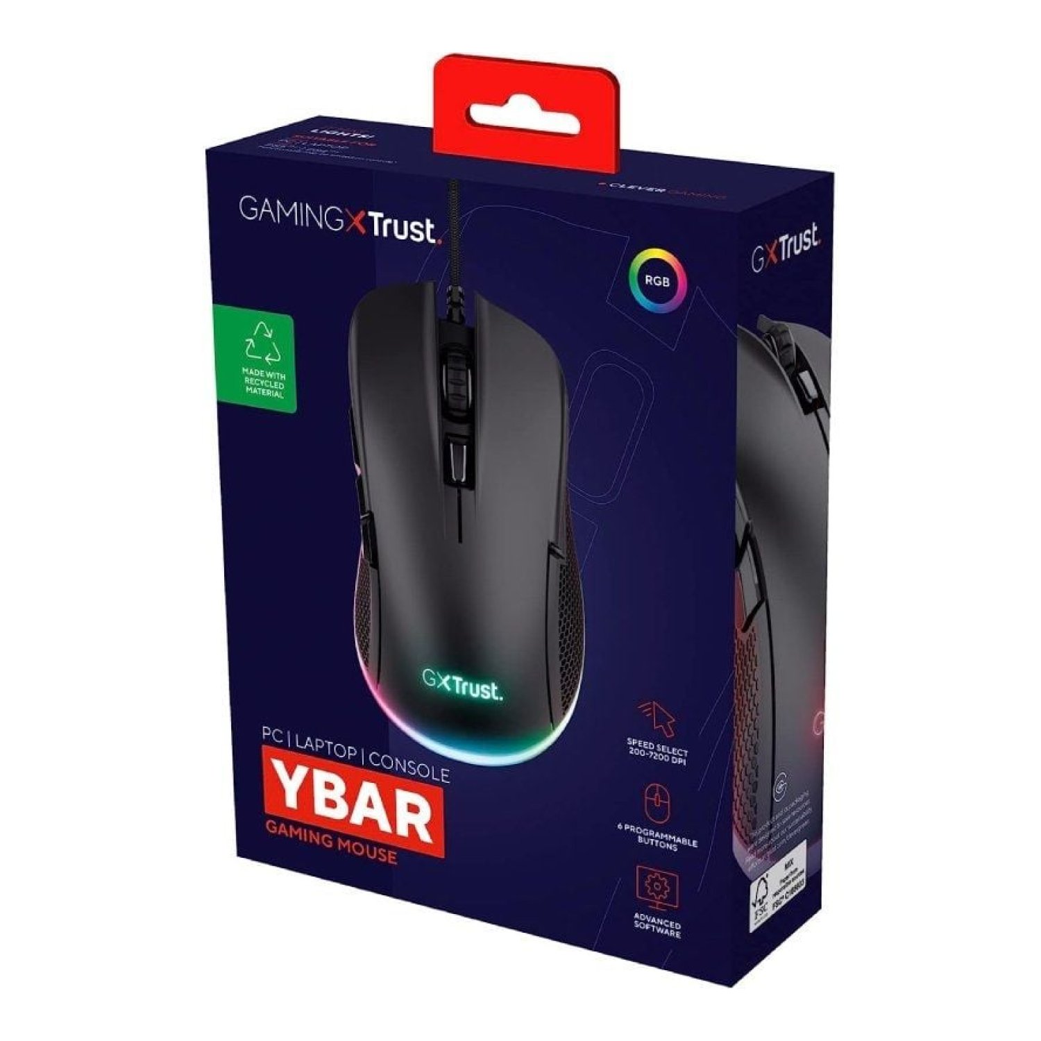 Trust Gaming GXT 922 Ybar · Ratón Gaming · Hasta 7200 DPI