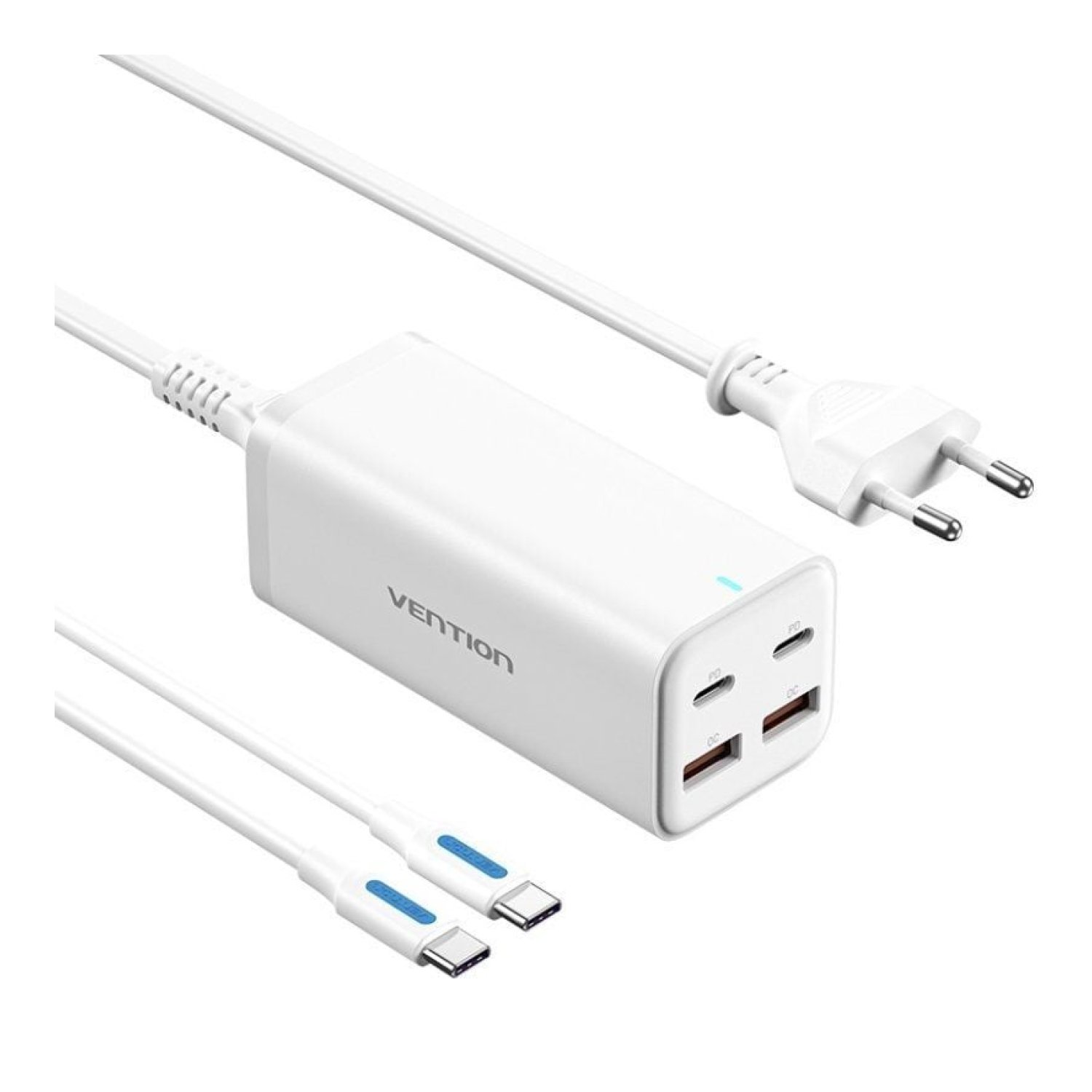 Cargador de Pared Vention FBSWG-EU/ 2xUSB Tipo-C + Cable USB Tipo-C/ 2xUSB/ 100W
