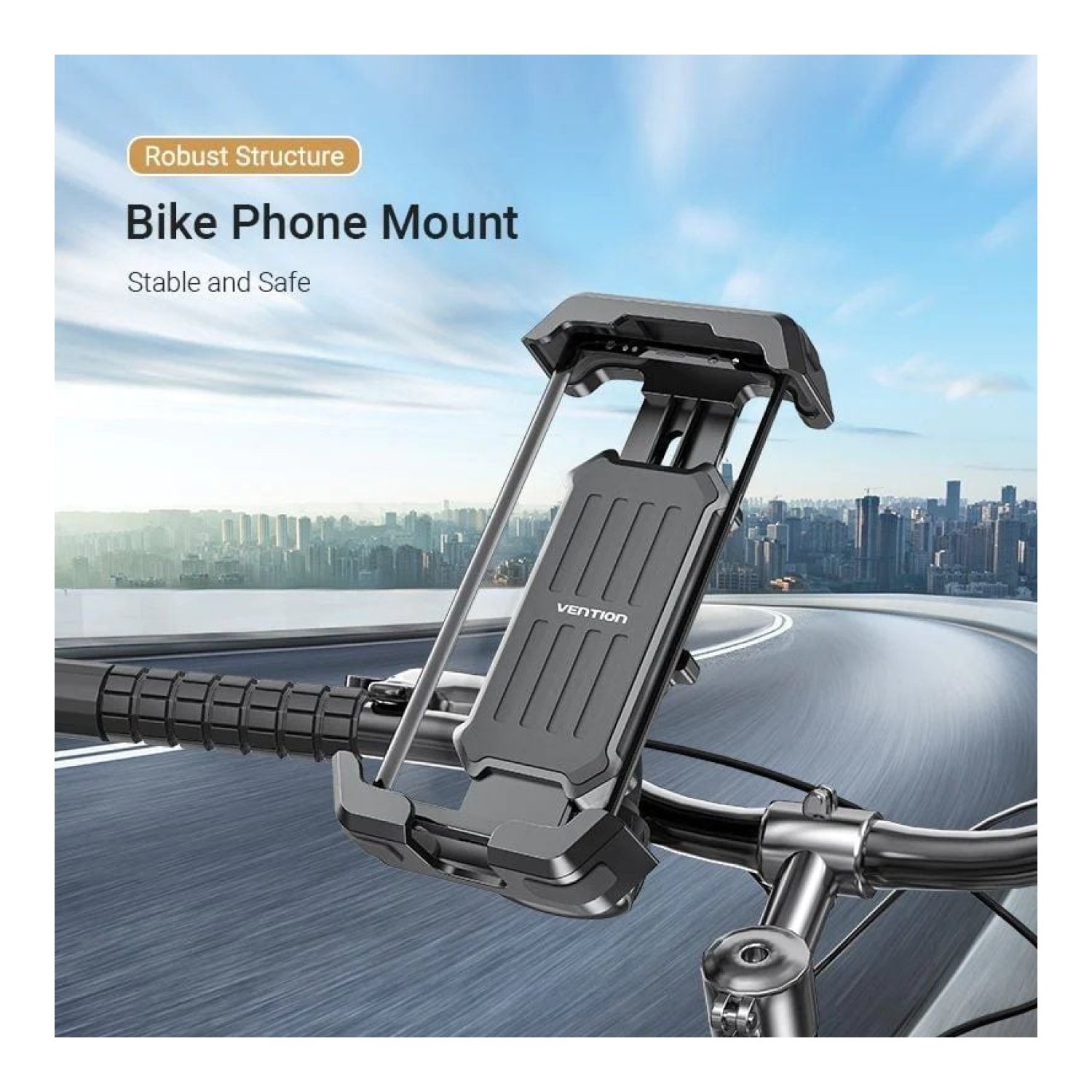 Vention · Soporte Smartphone Bicicleta · Negro · Ajustable