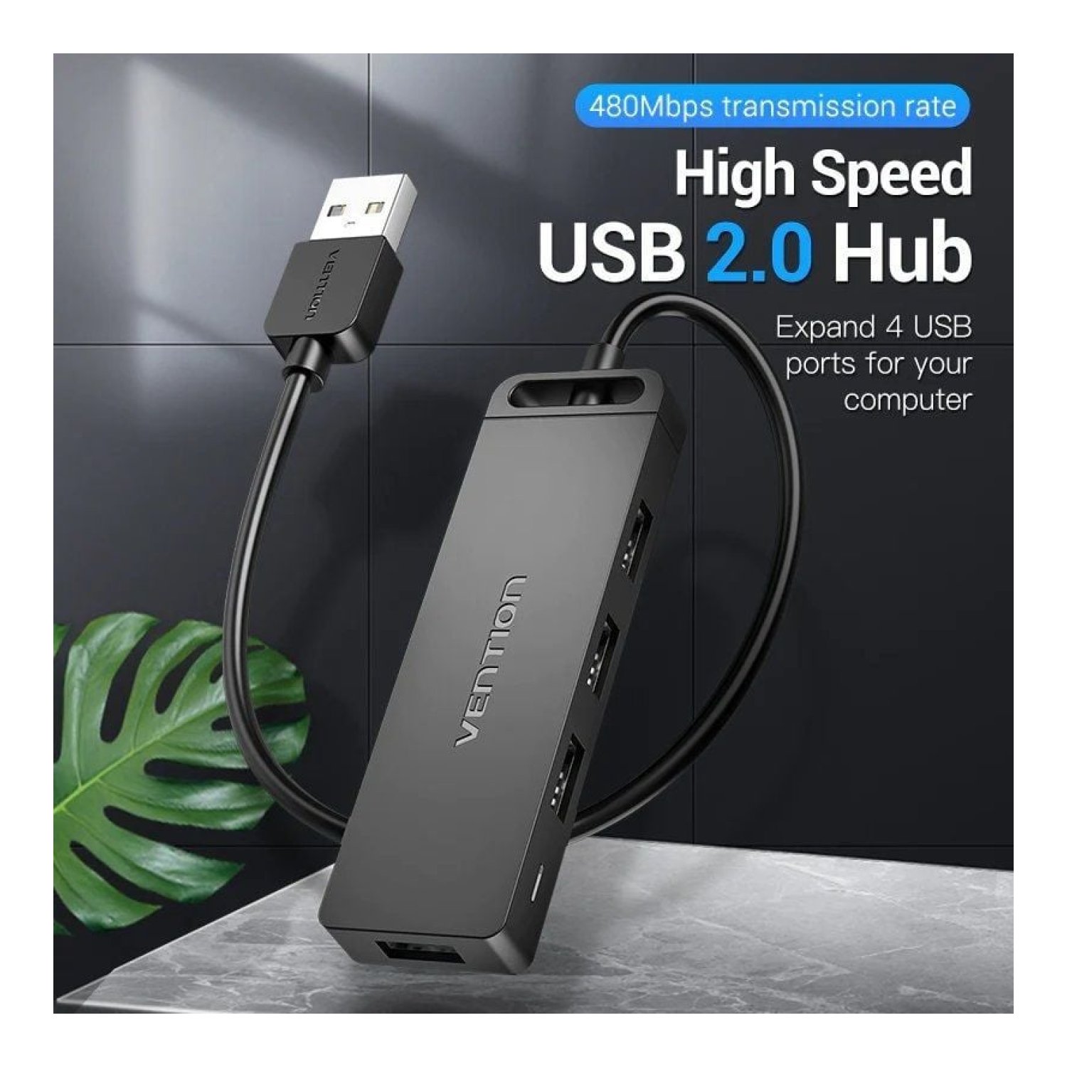 Vention Hub USB 2.0 · 4 Puertos USB · Conexión Rápida