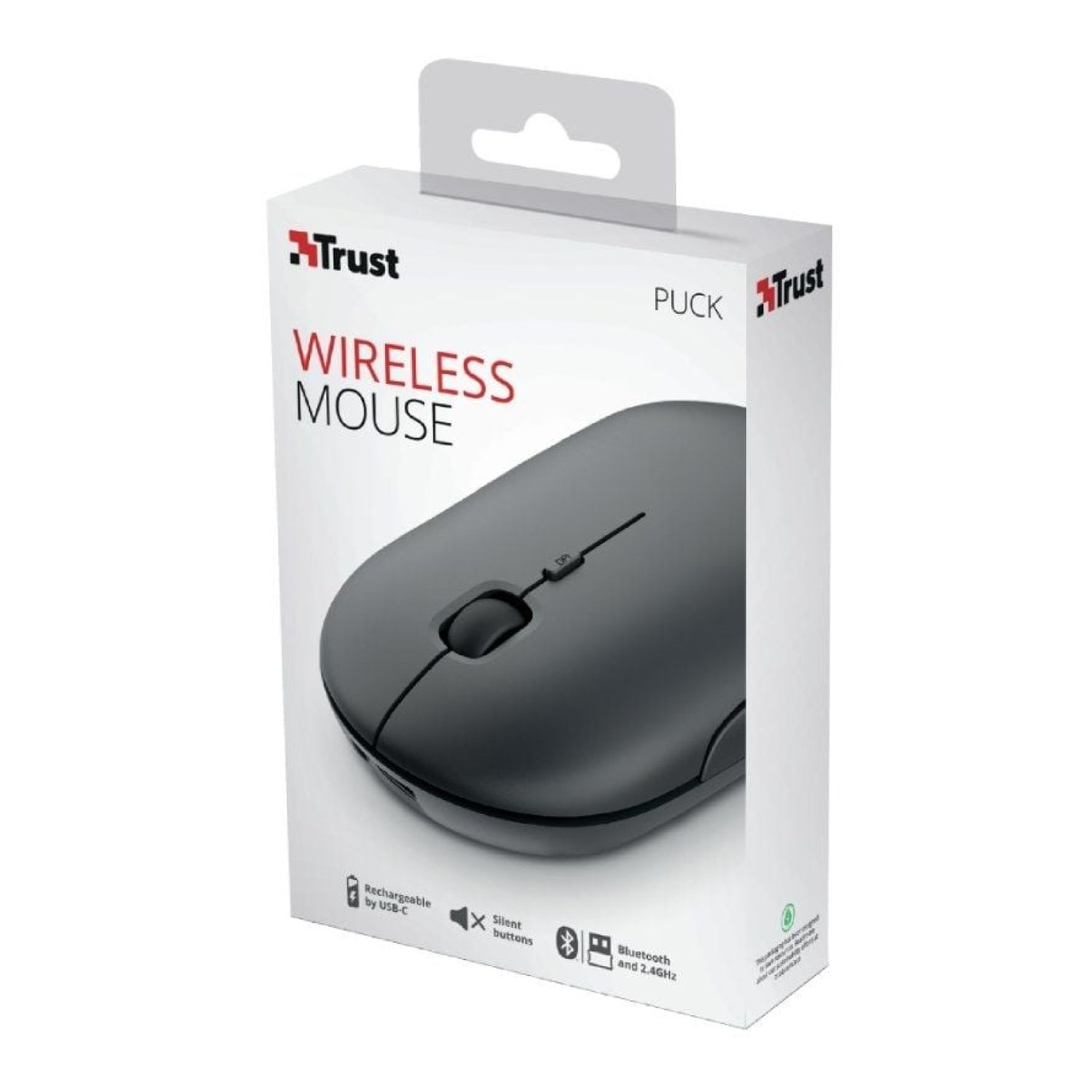 Trust Puck · Ratón Inalámbrico · Batería Recargable · 1600 DPI