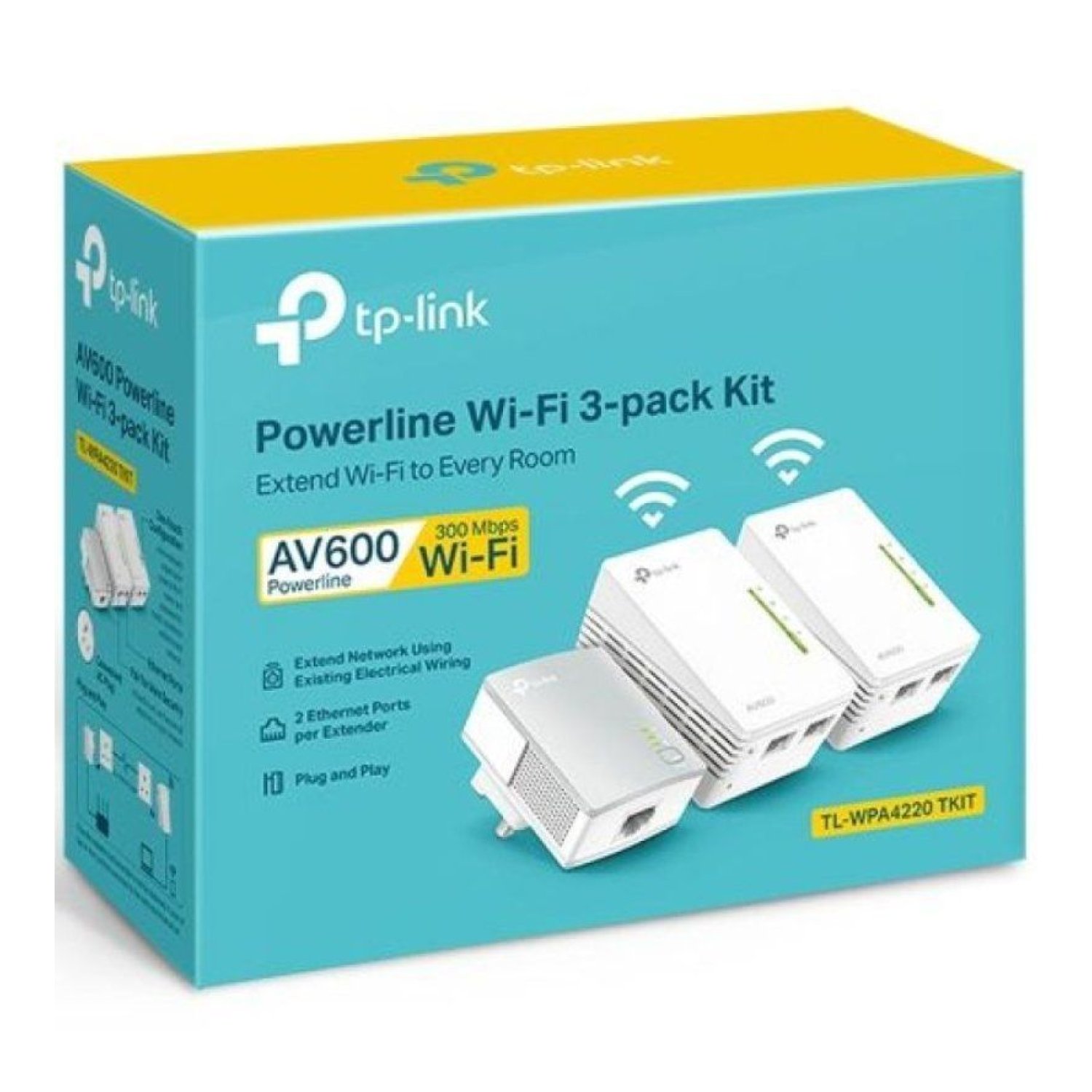 TP-Link WPA4220T · Adaptador Powerline · 500Mbps · Pack 3 unidades · Alcance 300m