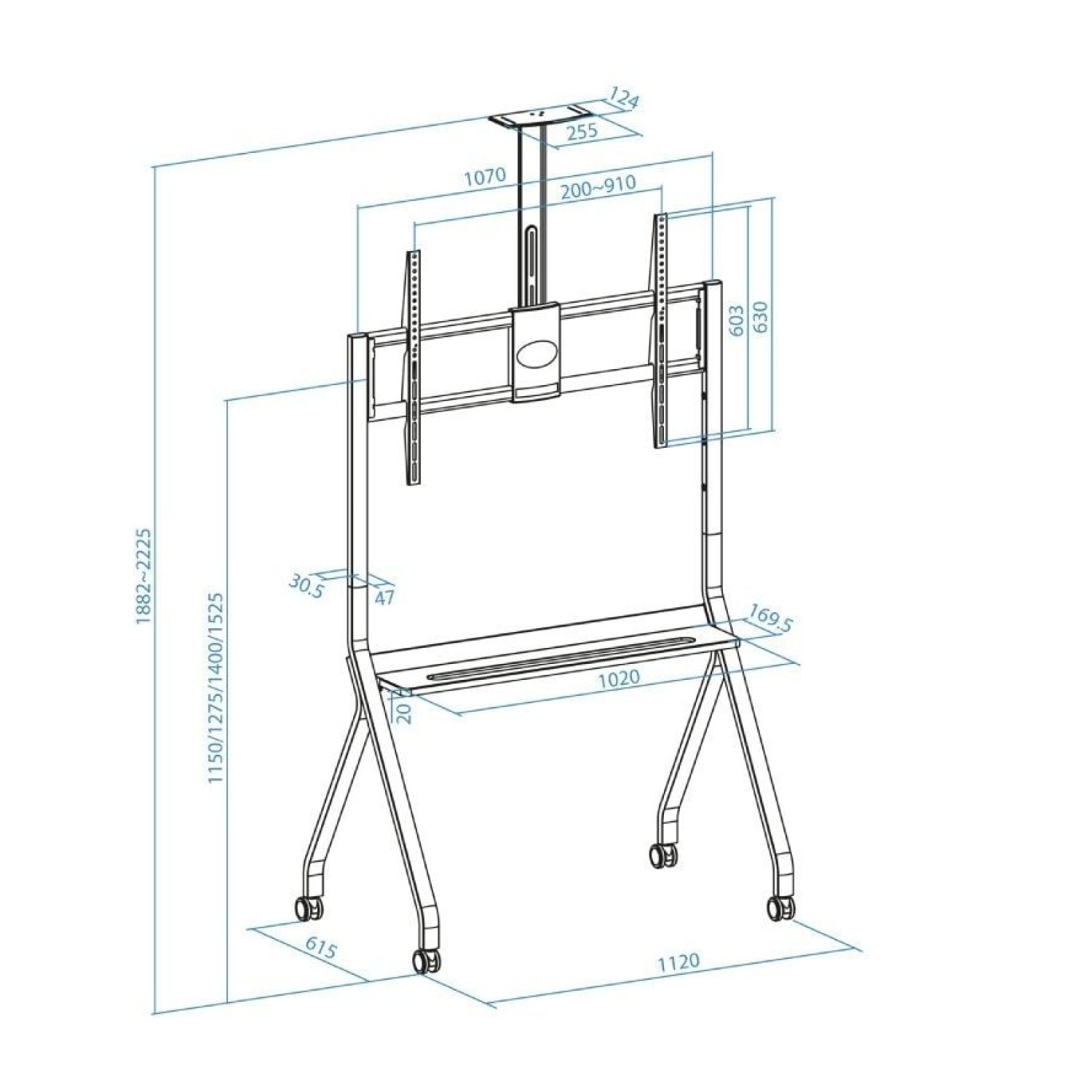 TooQ FS20208M-B · Soporte de Suelo con Ruedas · 55-100" · Hasta 120kg