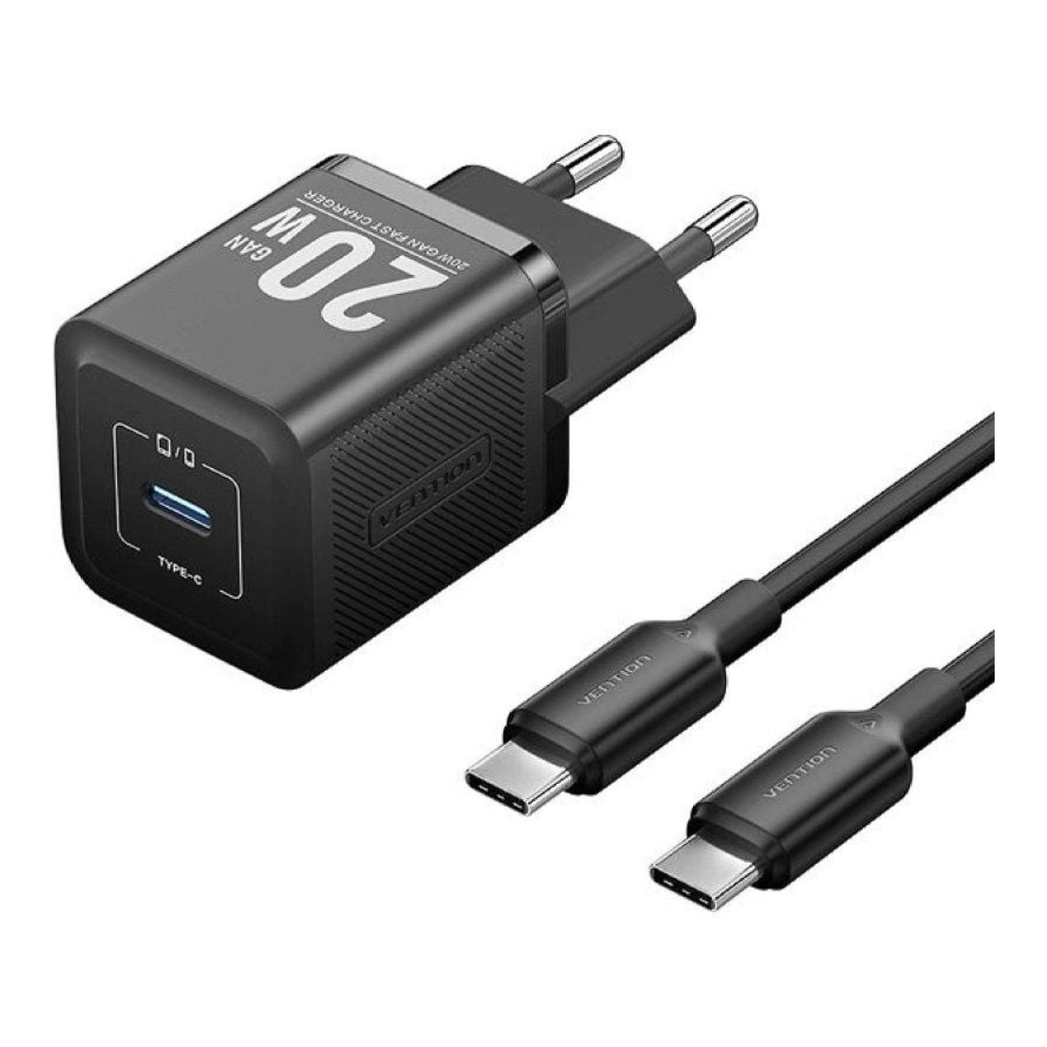 Vention · Cargador de Pared GaN · 20W · 1x USB-C · Incluye Cable USB-C