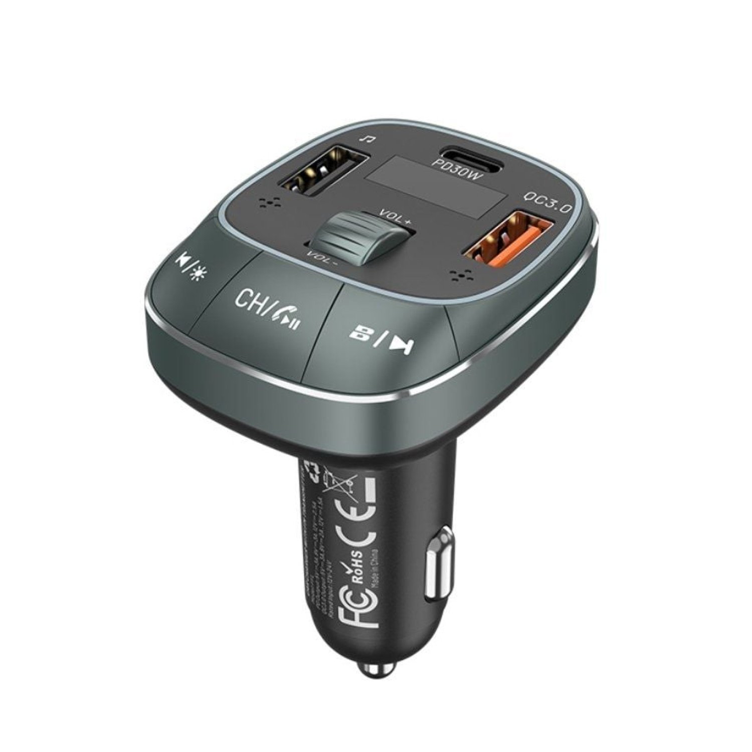Vention Transmisor FM · Bluetooth · MP3 · 30W · USB-C · 2x USB
