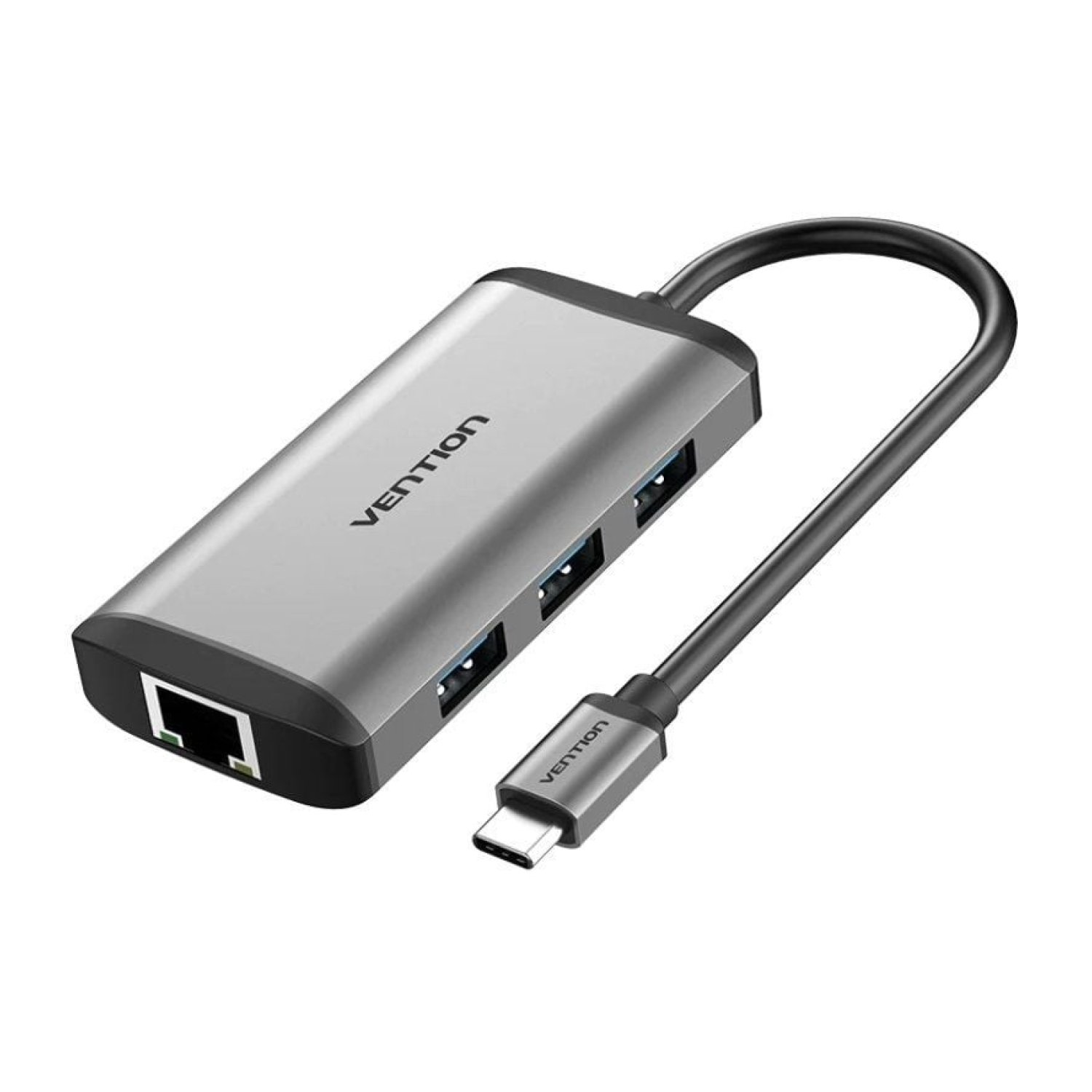 Vention Docking USB Tipo-C · 1xHDMI 4K · 3xUSB · USB-C PD · RJ45 · Gris