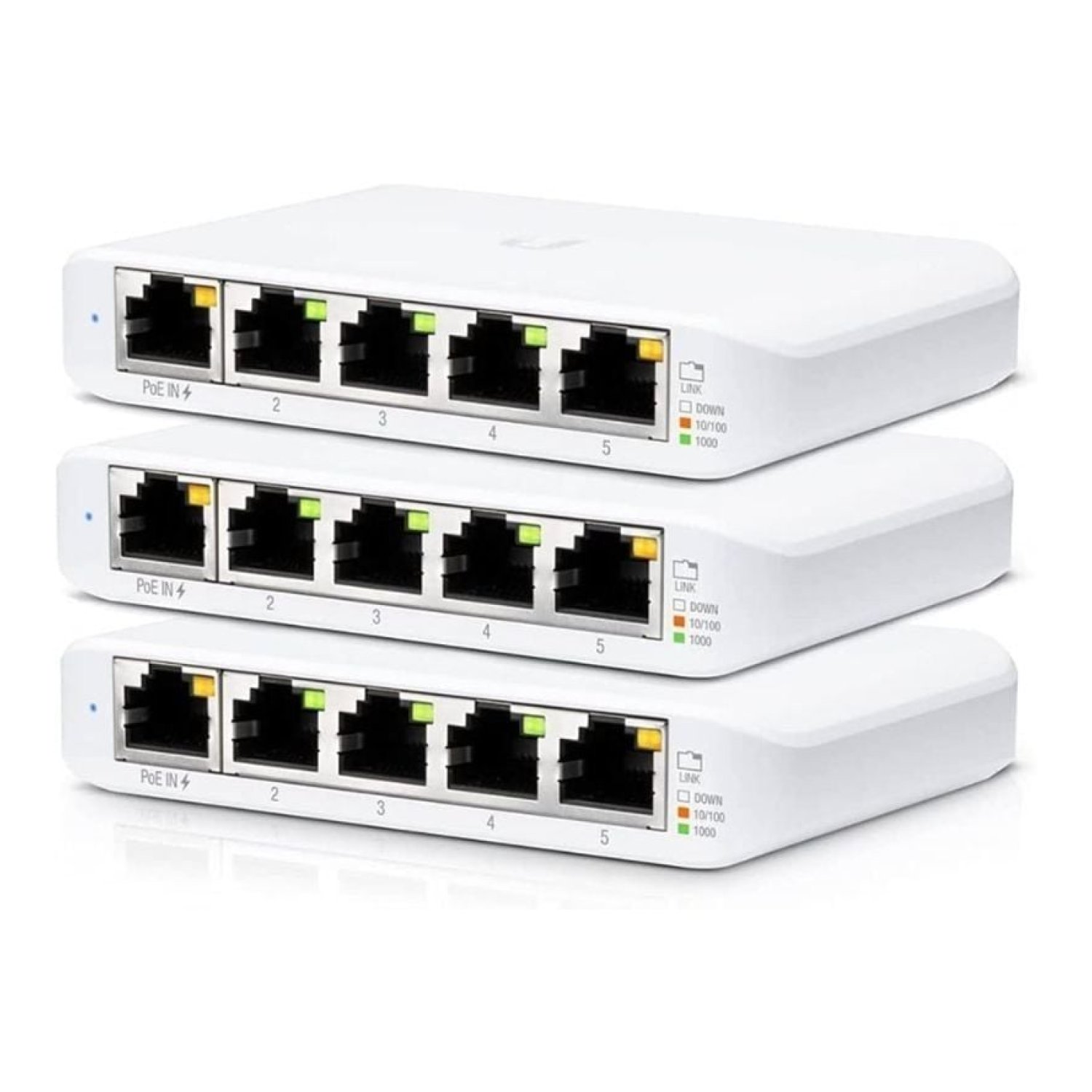 Ubiquiti USW-Flex Mini · Switch Gestionado 5 Puertos · Gigabit PoE · Pack 3 uds