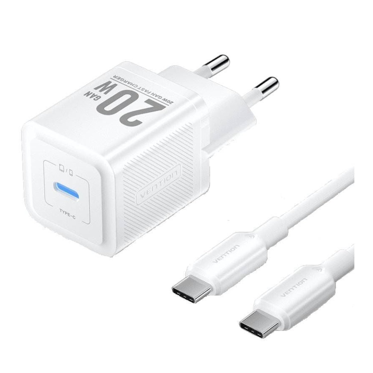 Vention Cargador GaN · 20W · 1x USB-C · Cable USB-C Incluido
