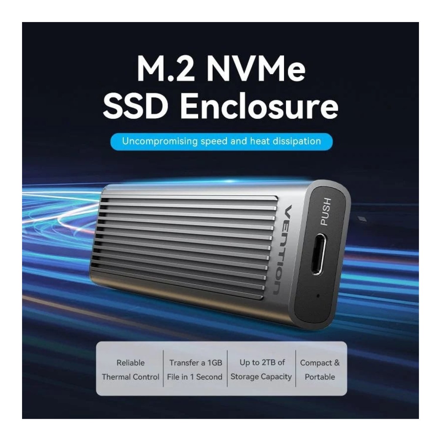 Vention · Caja Externa SSD M.2 NVMe · USB Type-C 3.1 · Sin tornillos