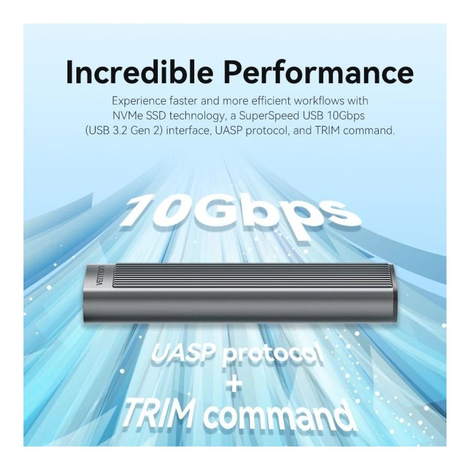 Vention · Caja Externa SSD M.2 NVMe · USB Type-C 3.1 · Sin tornillos
