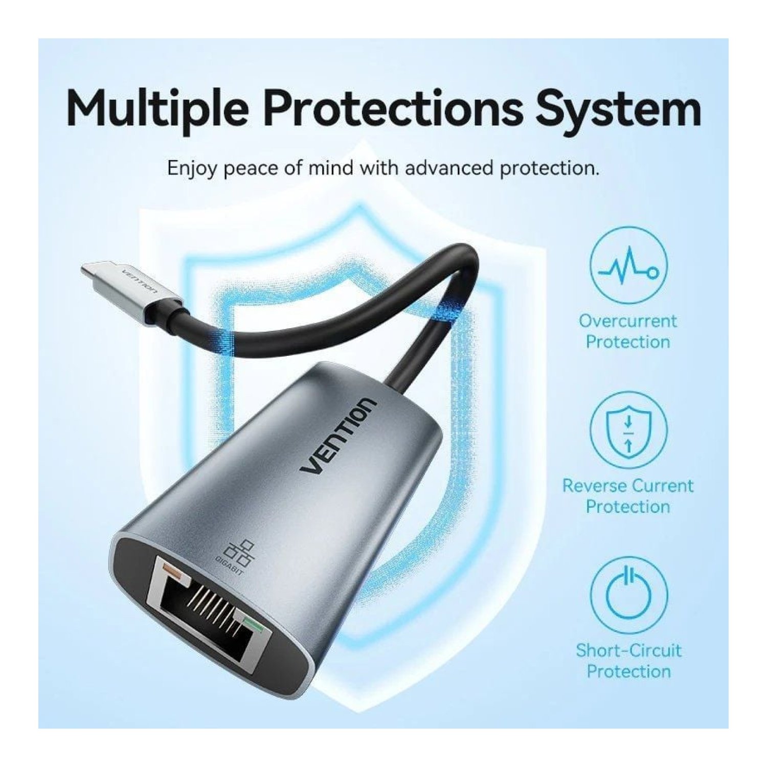 Vention · Adaptador USB Tipo-C a RJ45 · 1000Mbps · Ethernet Gigabit