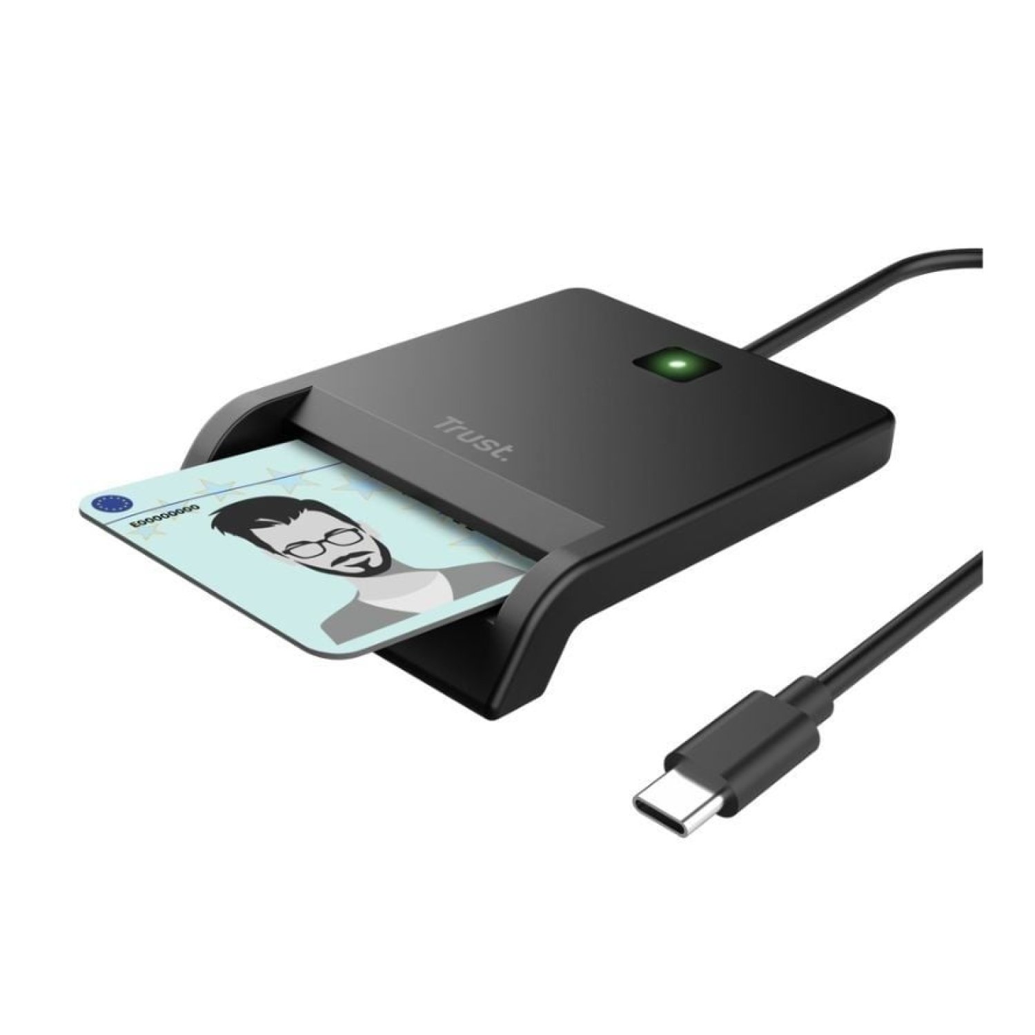 Trust Primo · Lector de Tarjetas Inteligentes · USB Tipo-C · Negro