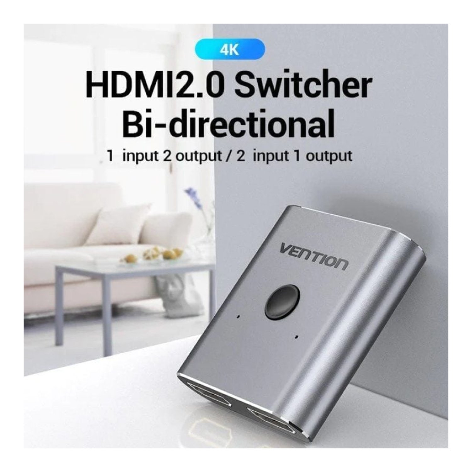 Vention AFUH0 · Switch Conmutador HDMI 4K · 2 Entradas · 1 Salida · Bidireccional