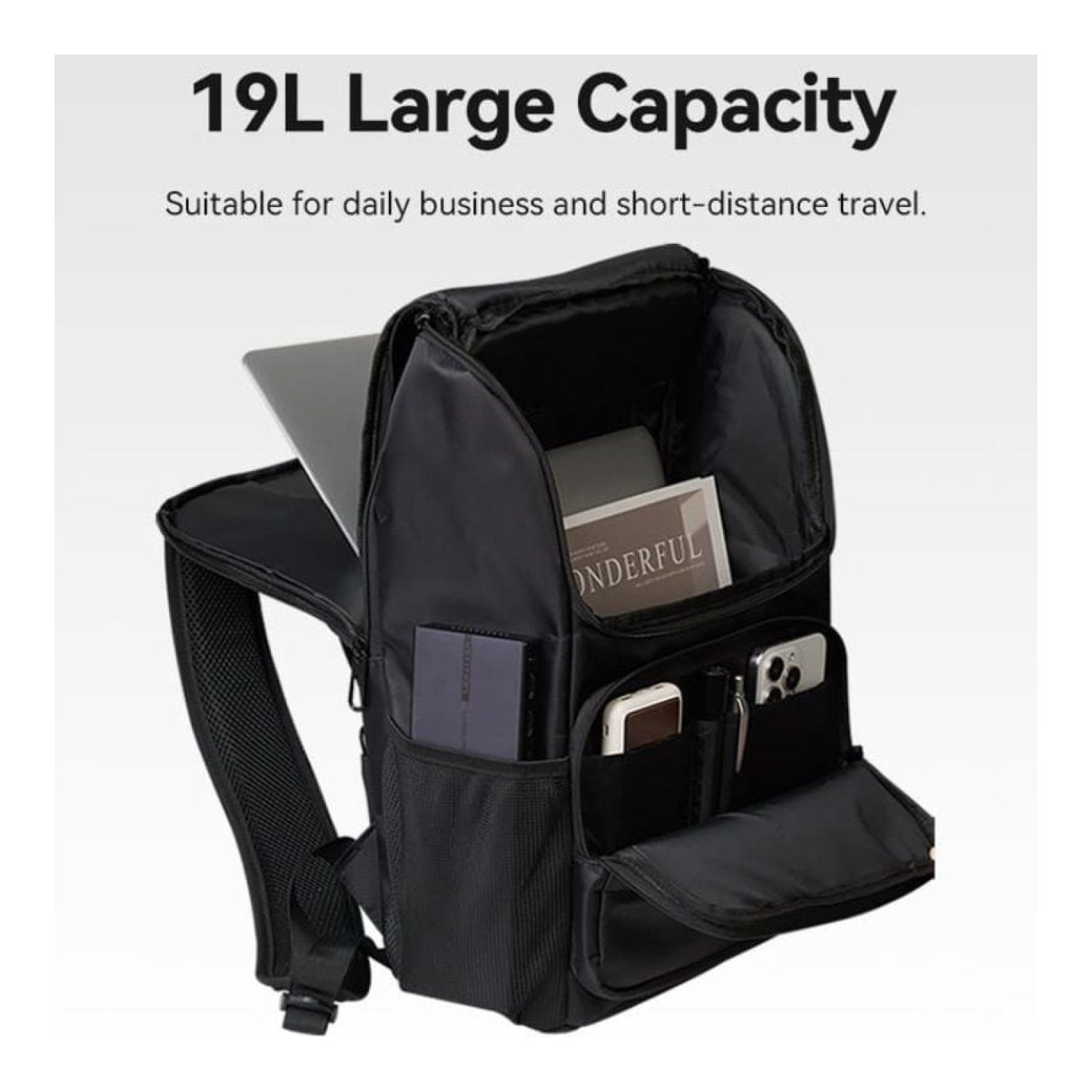 Mochila Vention KROB0 para Portátiles hasta 15.6"/ 19L/ Impermeable/ Negra
