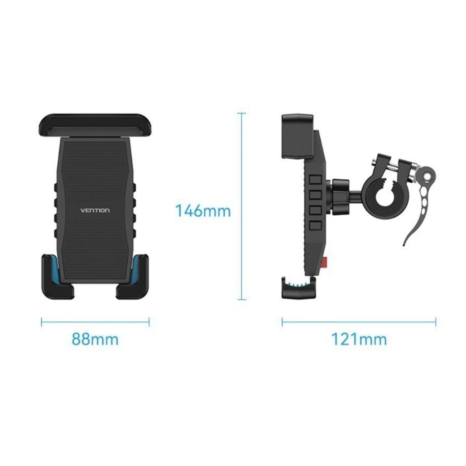 Vention · Soporte Smartphone Bicicleta · Negro · Rotación 360°