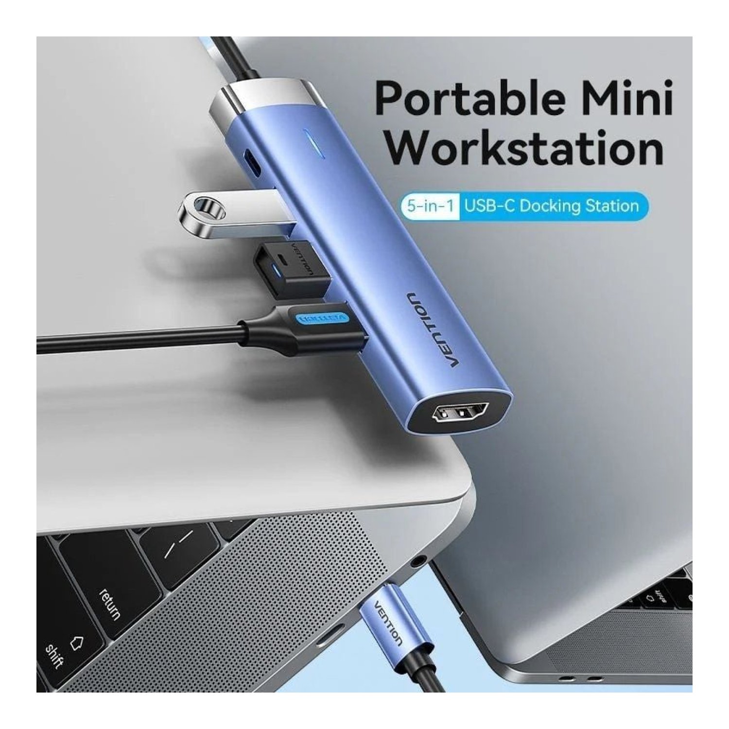 Docking USB Tipo-C Vention TGESB/ 3xUSB/ 1xHDMI 4K/ 1xUSB Tipo-C PD/ Azul