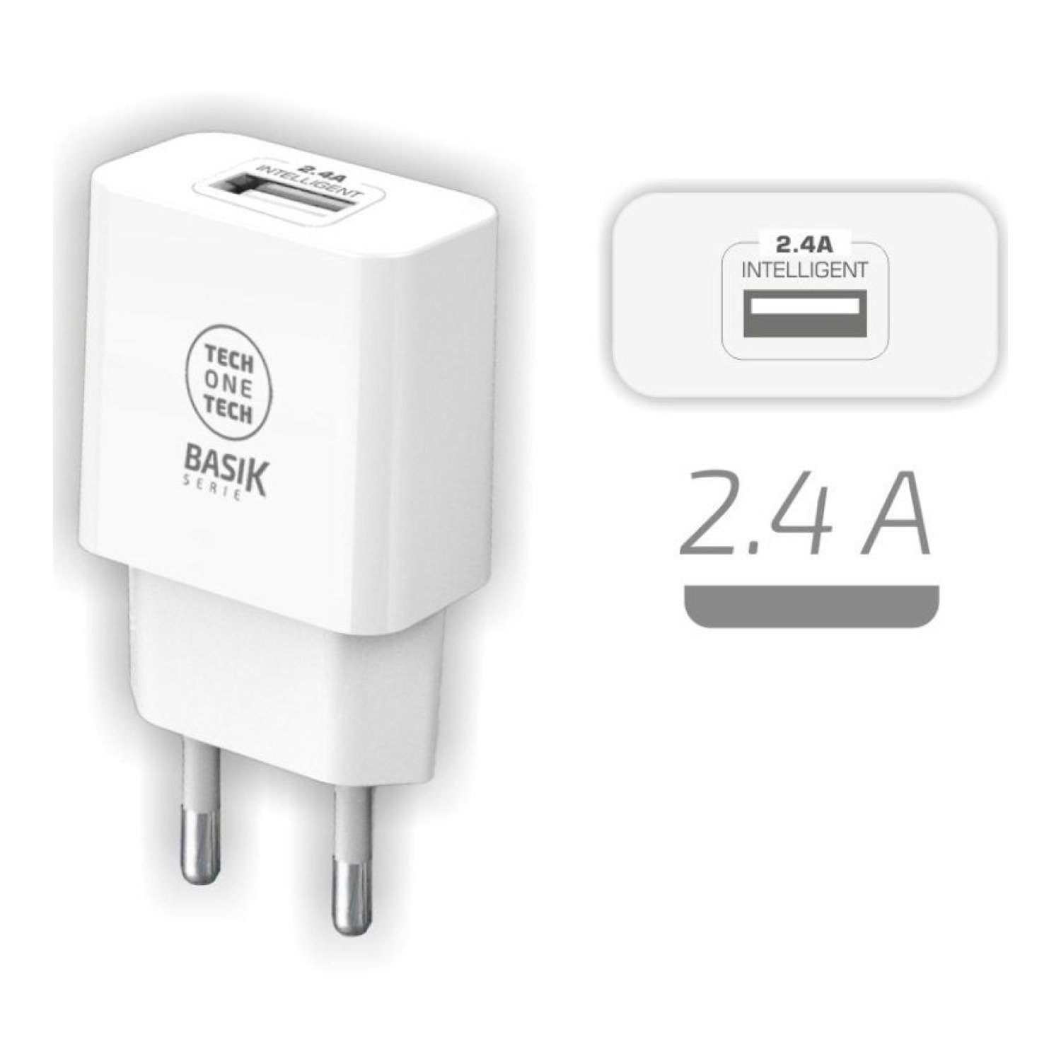 Tech One Tech · Cargador de Pared · 1 USB · 2.4A · Blanco