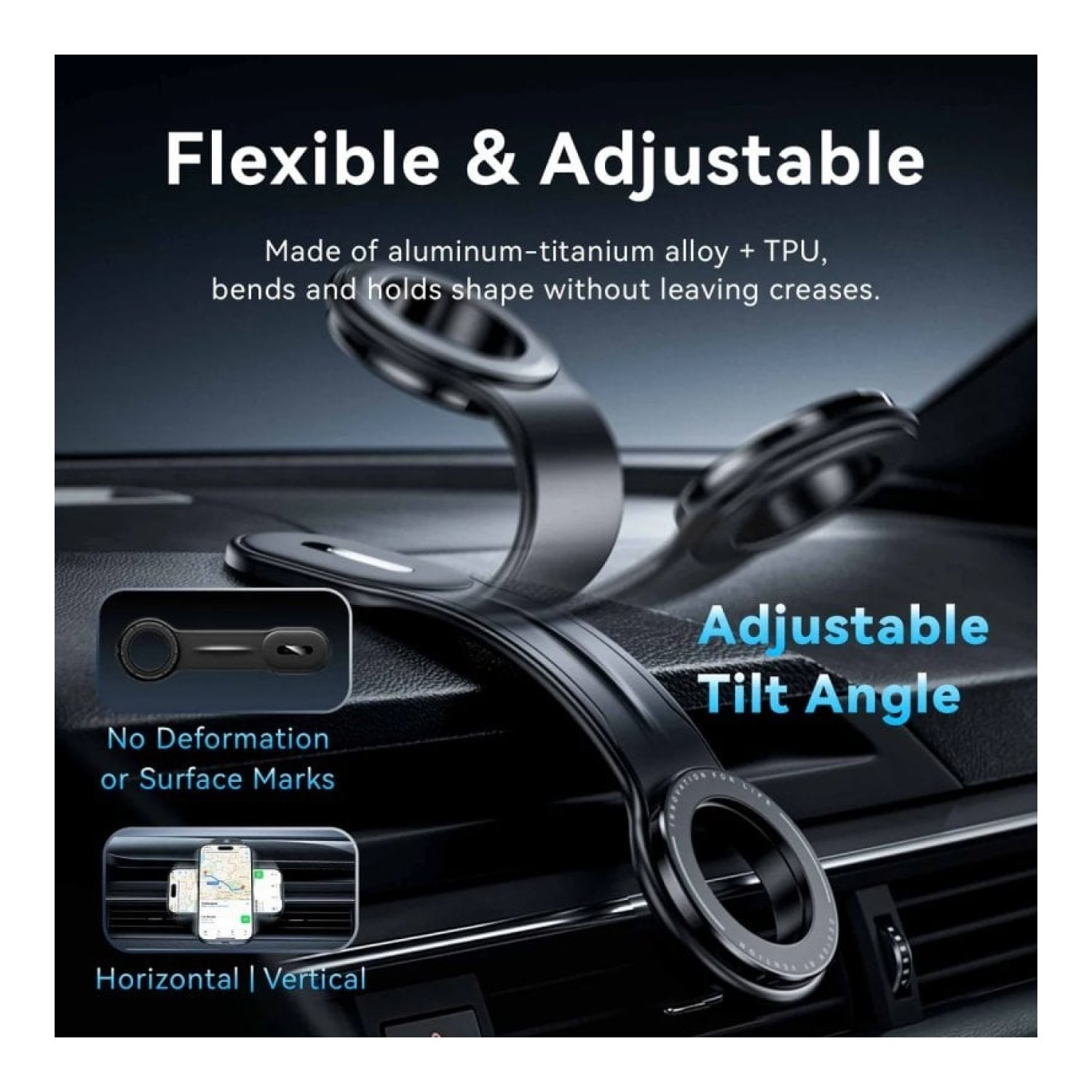 Vention · Soporte Smartphone para Coche · Negro · Agarre Seguro