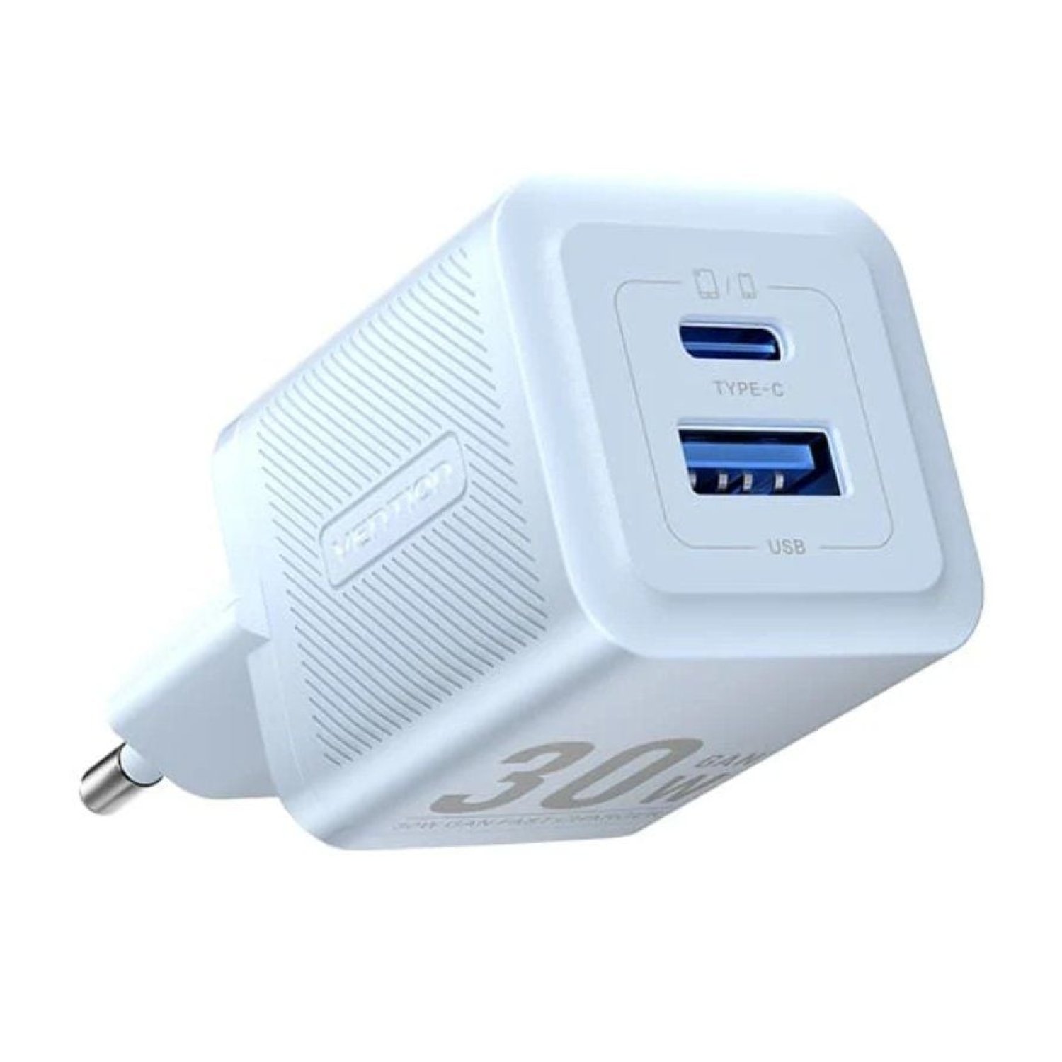 Vention · Cargador GaN 30W · 1 USB-C + 1 USB · Pared