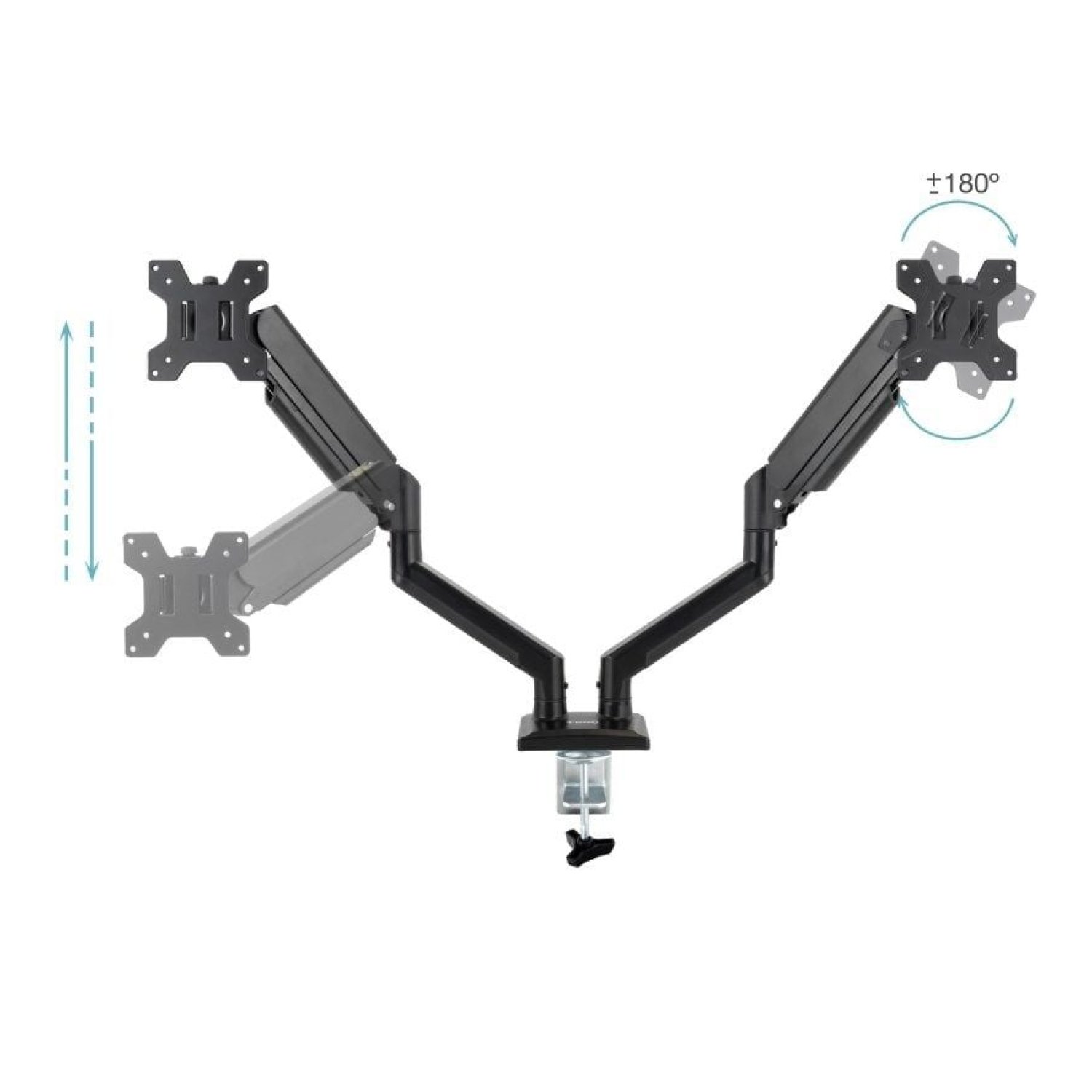 TooQ DB1434TNR · Soporte para 2 Monitores · Giratorio e Inclinable · hasta 10kg