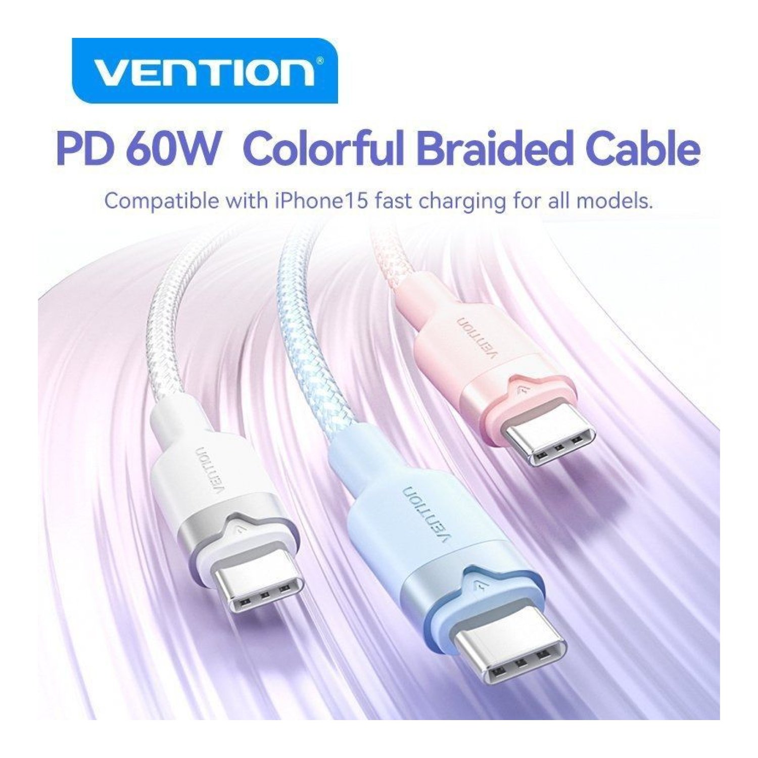 Vention Cable USB-C a USB-C · 3A · 60W · 480Mbps · 1m · Azul