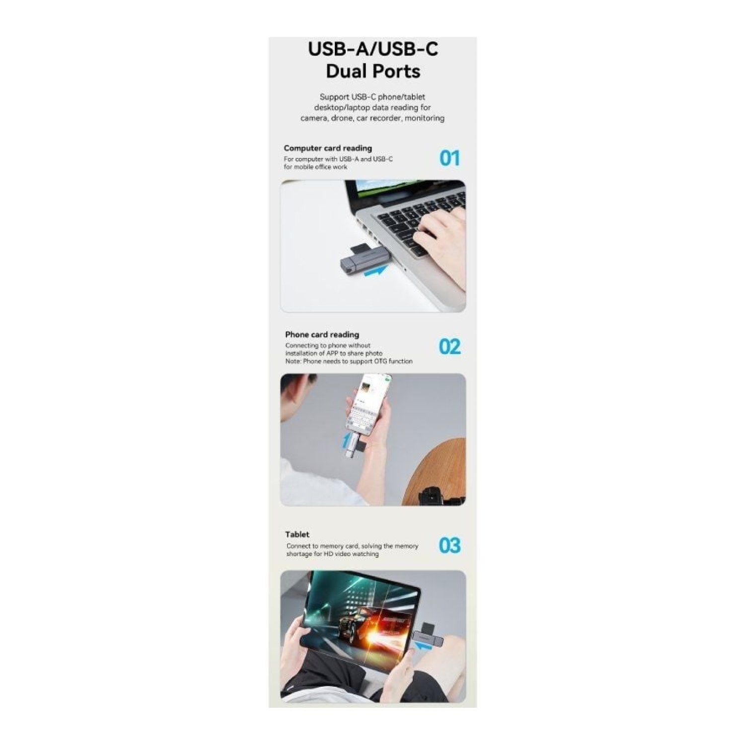 Vention · Lector de Tarjetas Externo · USB 3.0 y USB Tipo-C