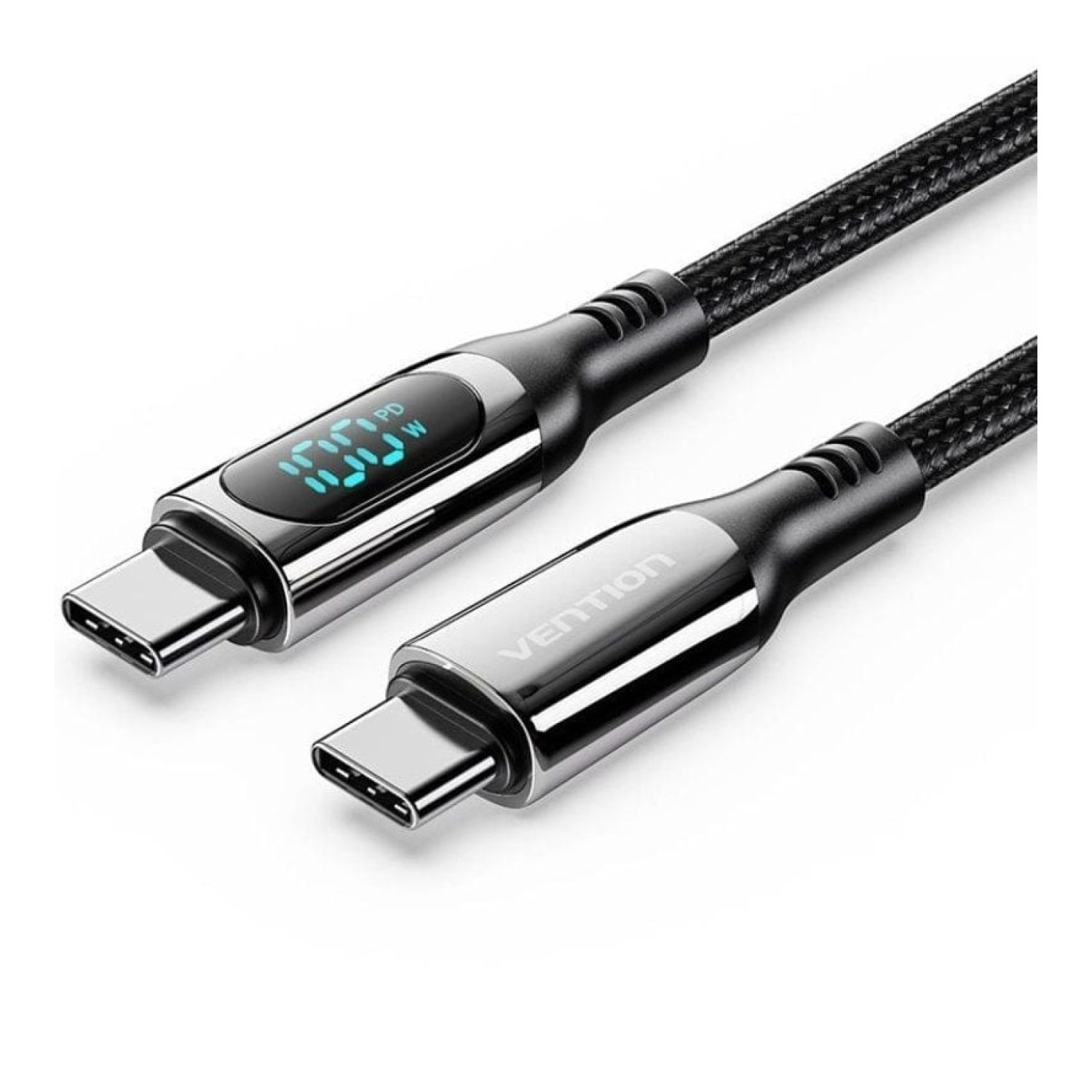 Vention Cable USB 2.0 Tipo-C · 100W · 5A · 1,2m · Pantalla LED · Negro