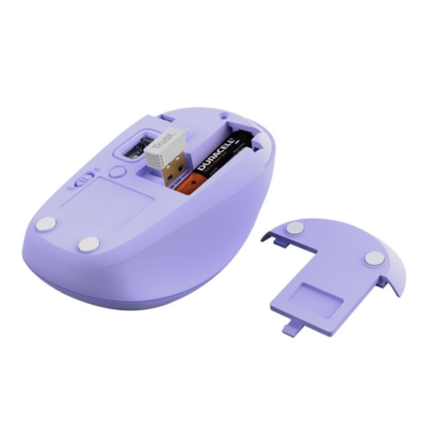 Trust Yvi+ · Ratón Inalámbrico Mini · 1600 DPI · Multidispositivo · Púrpura