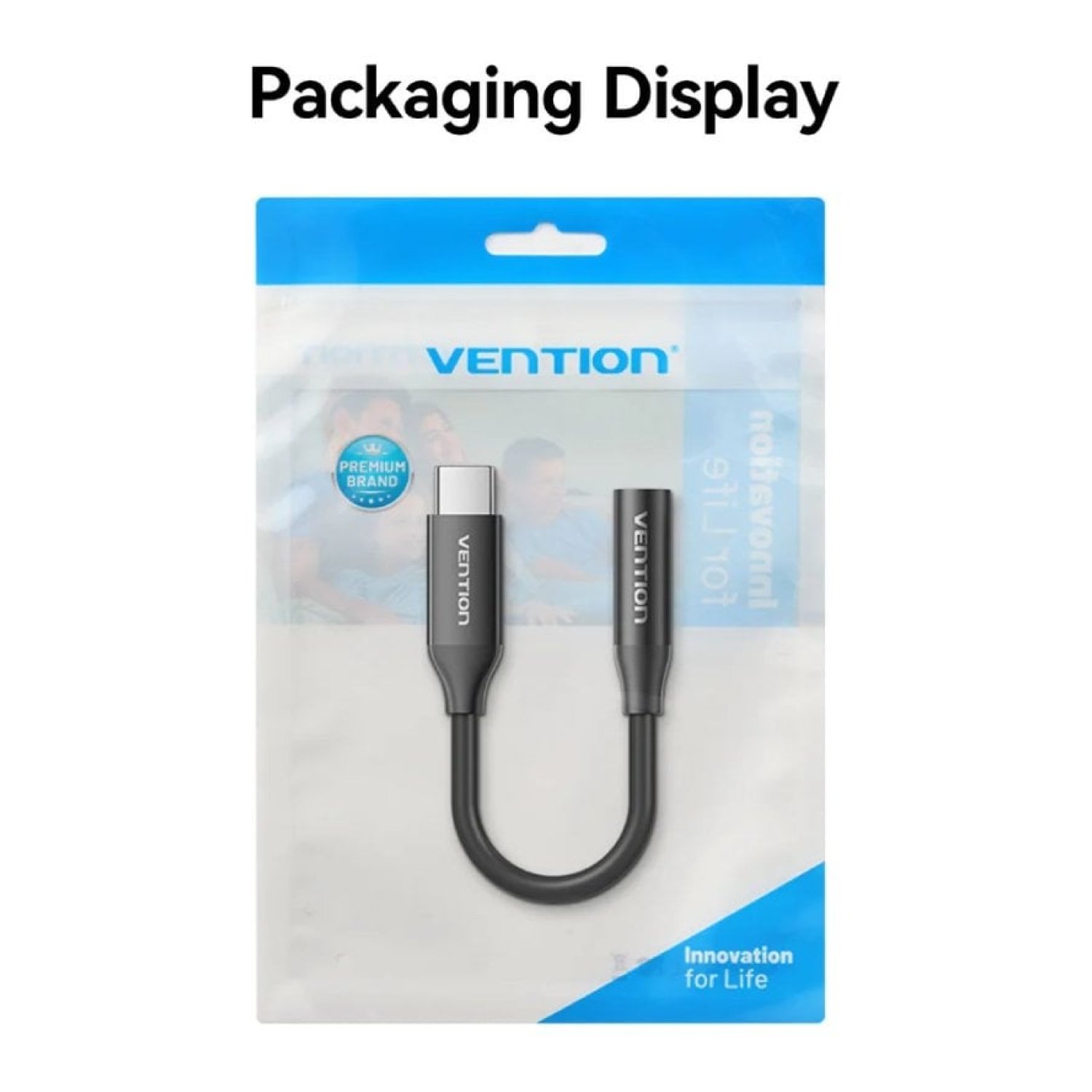 Vention · Adaptador Jack 3,5 mm a USB-C · 10cm · Negro