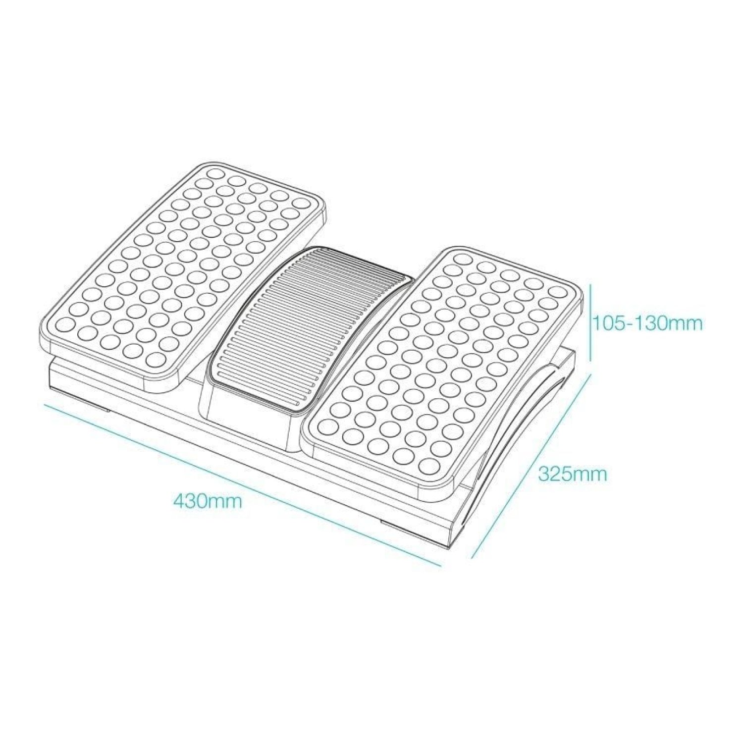 TooQ Reposapiés Ajustable e Inclinable · 430x320x105-130mm · Negro
