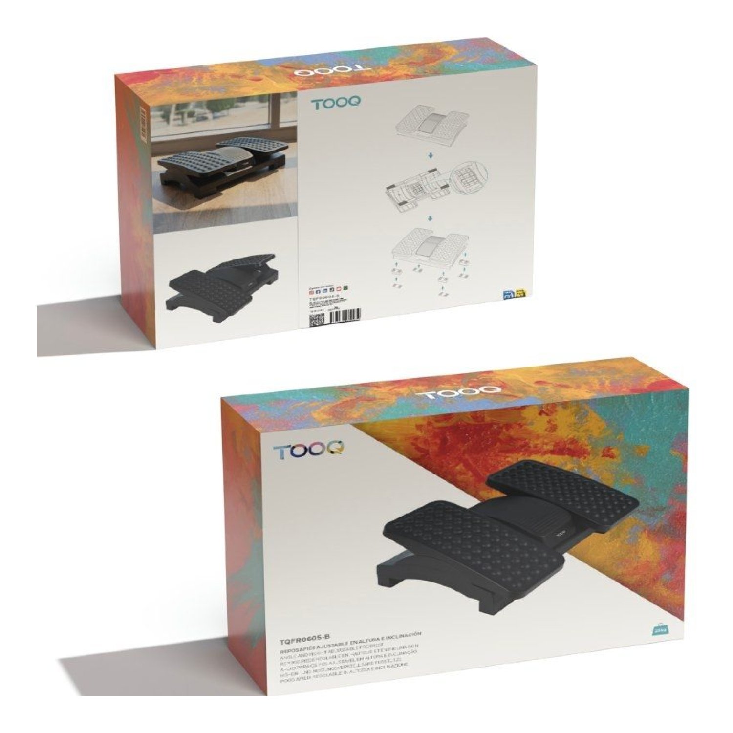 TooQ Reposapiés Ajustable e Inclinable · 430x320x105-130mm · Negro
