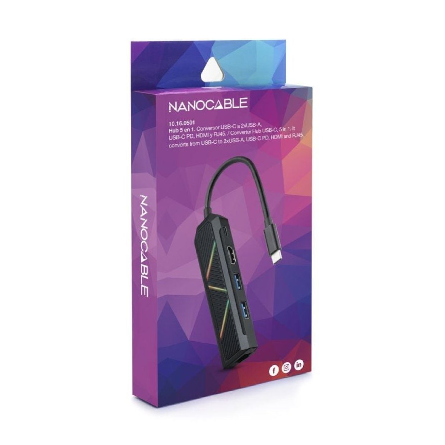 Nanocable Docking USB Tipo-C · 2xUSB · 1xUSB-C PD · HDMI · RJ45 · Negro