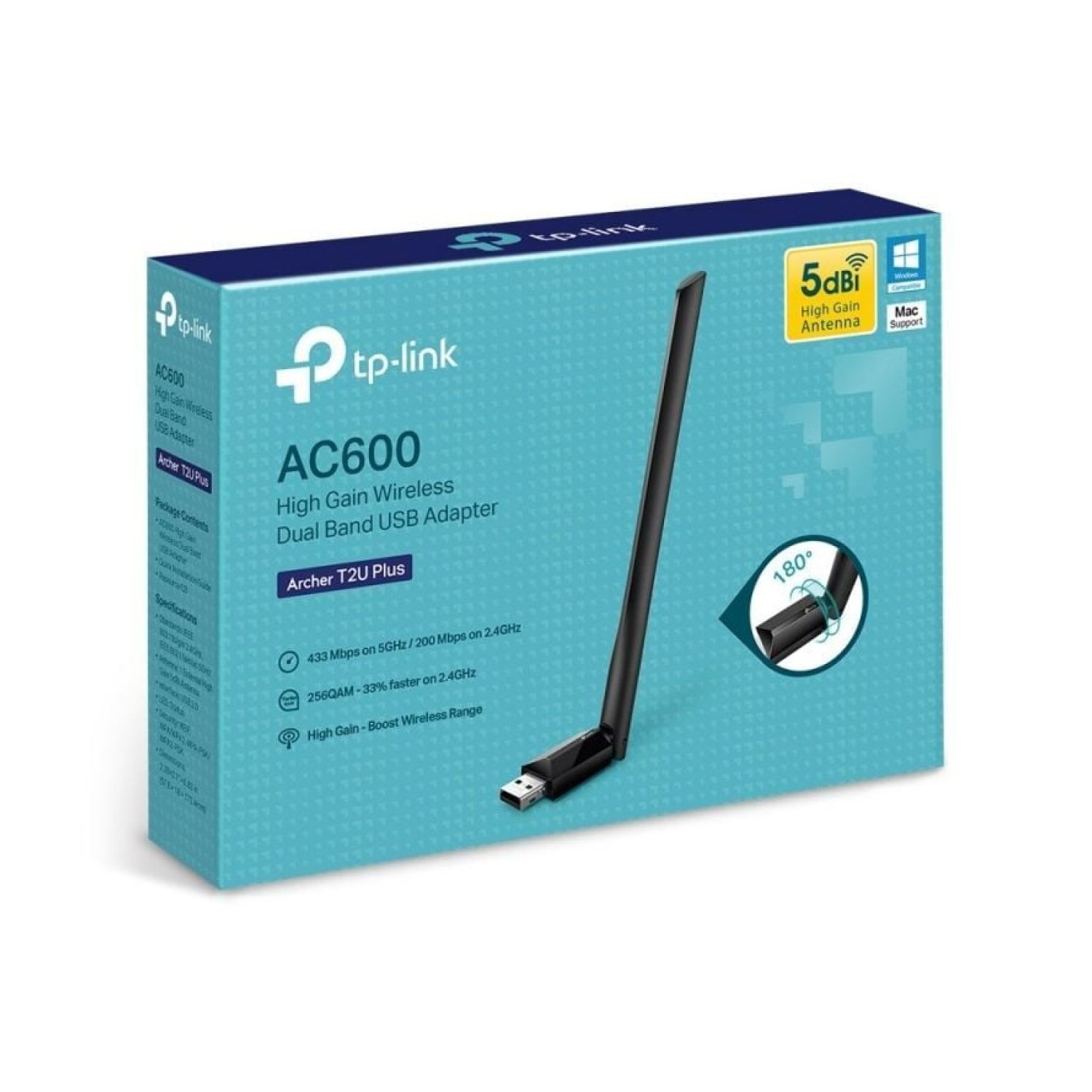 TP-Link Archer T2U Plus · Adaptador USB WiFi · 600Mbps